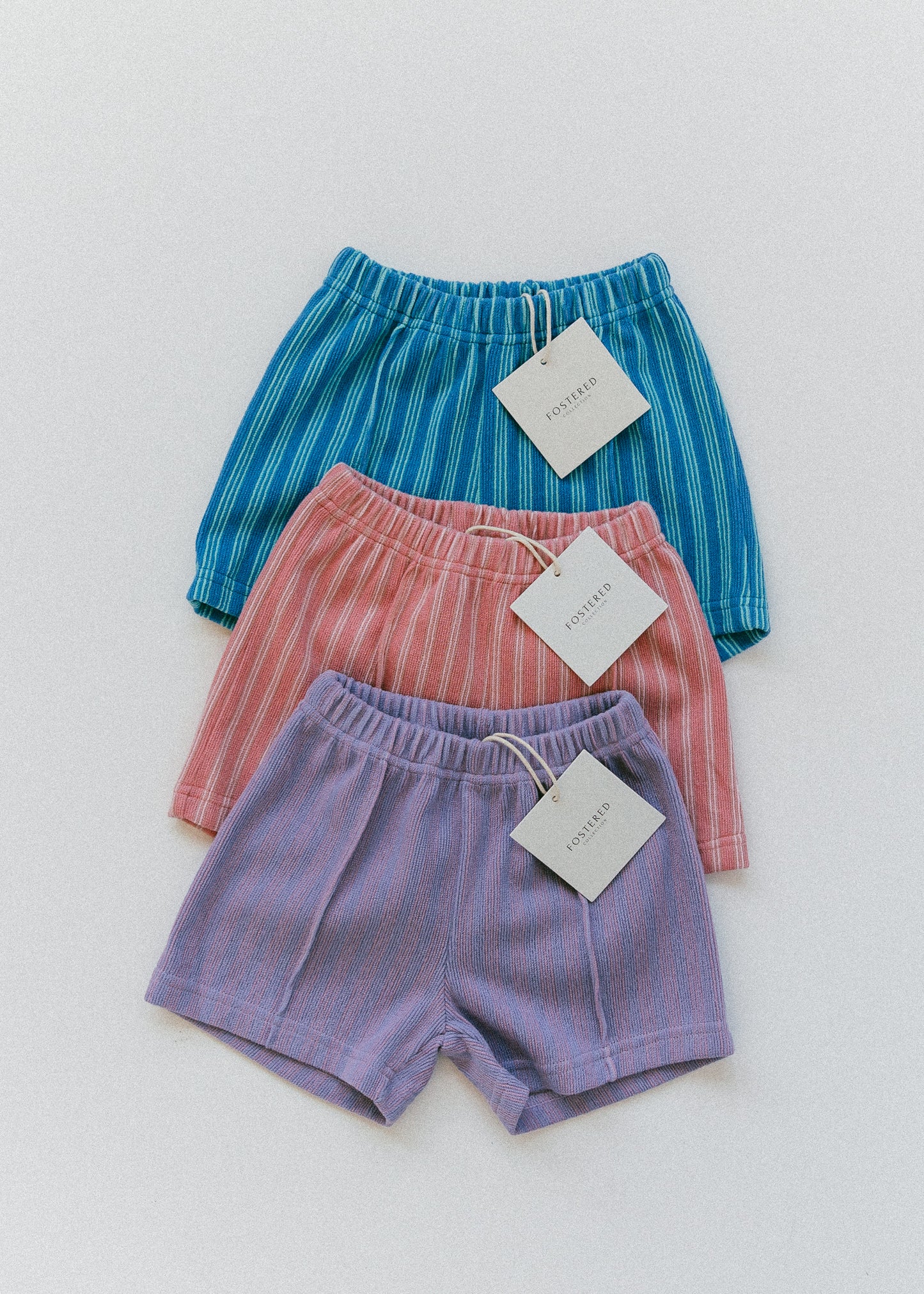 Striped Terry Shorts- Pink