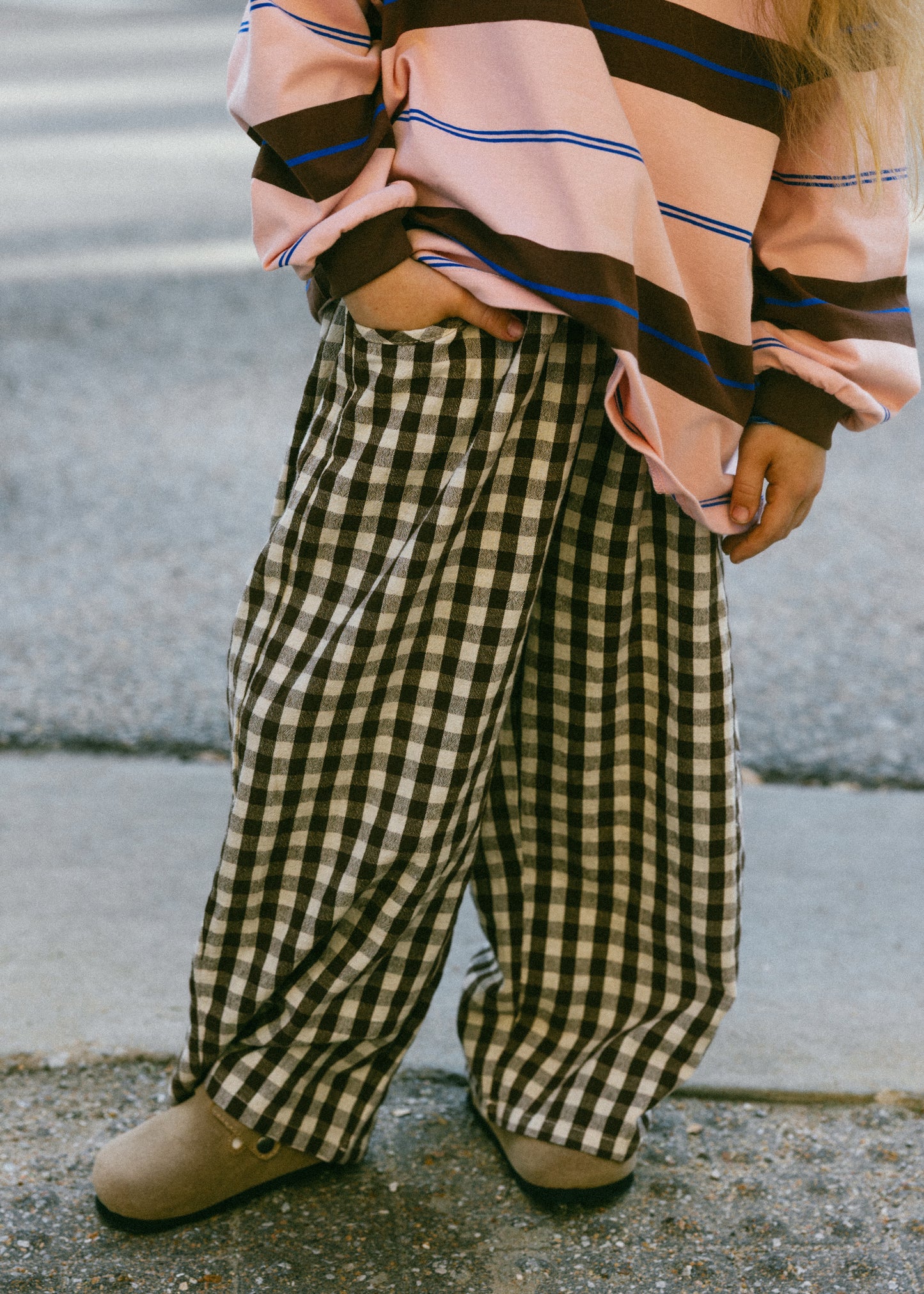 Soft Gingham Pants- Brown
