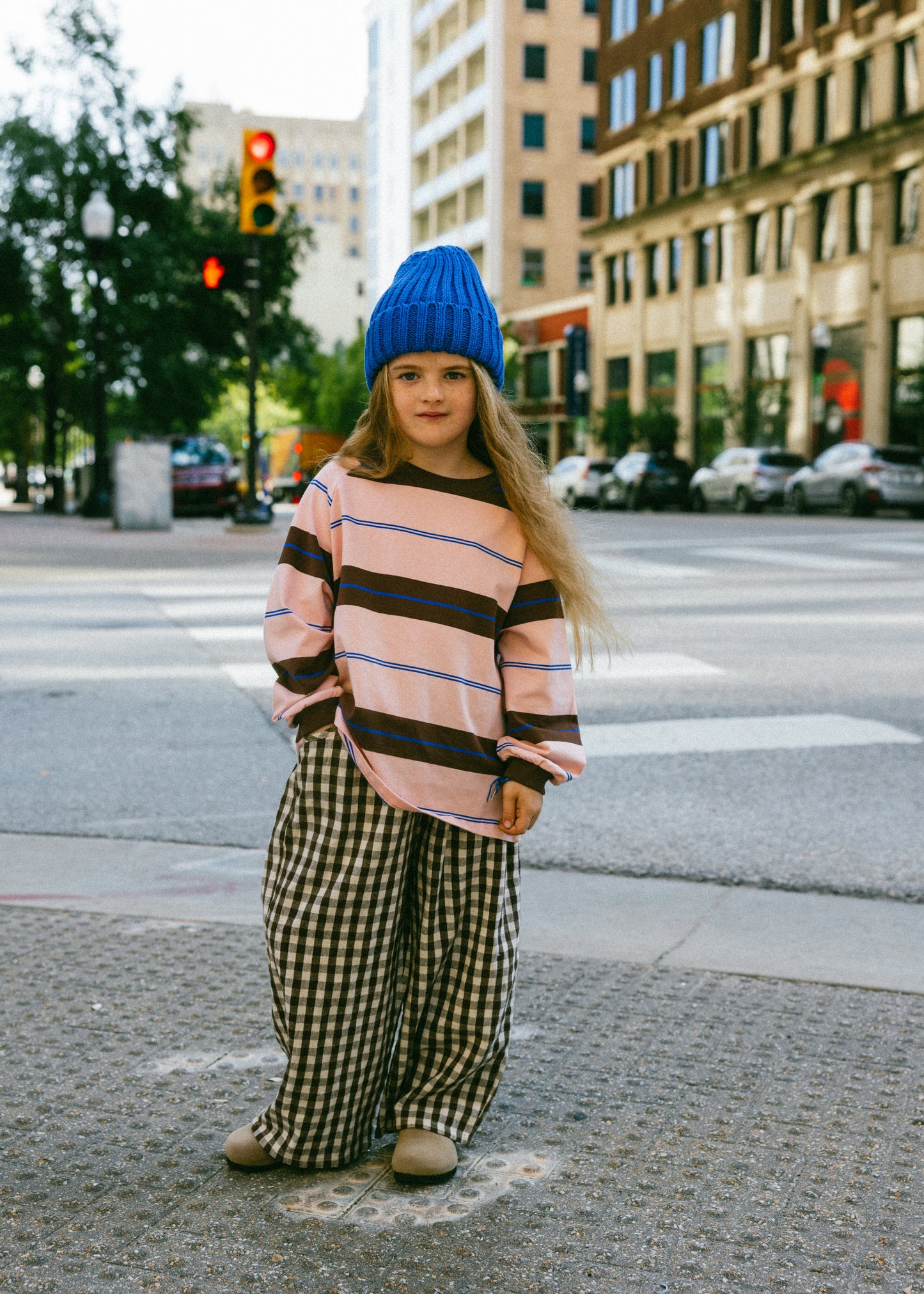 Soft Gingham Pants- Brown