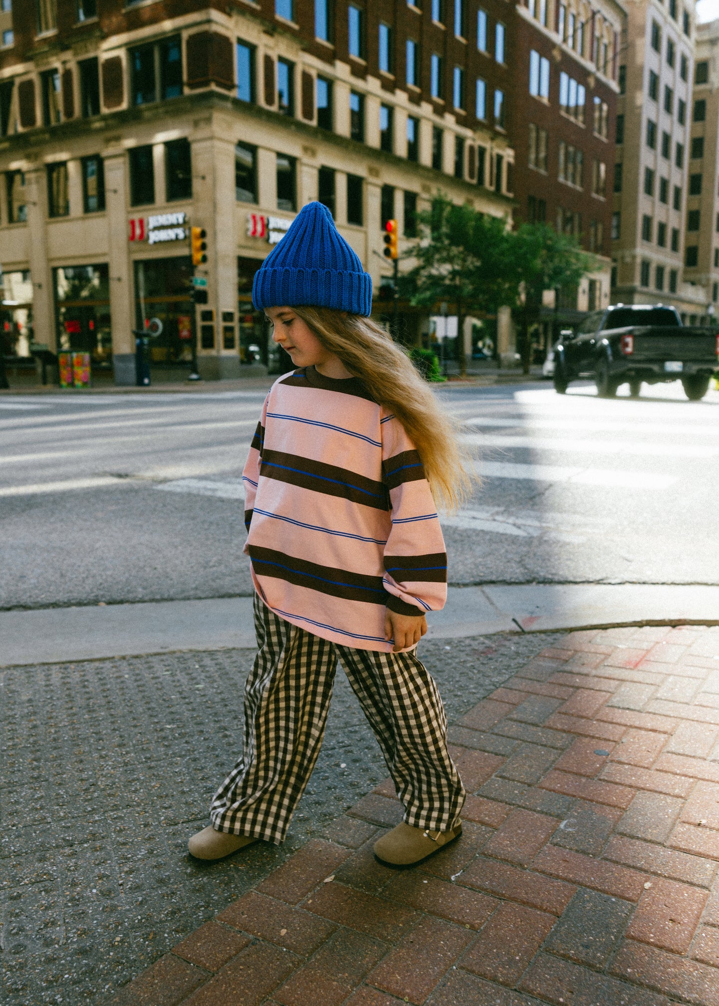 Retro Stripe Long Sleeve- Light Pink