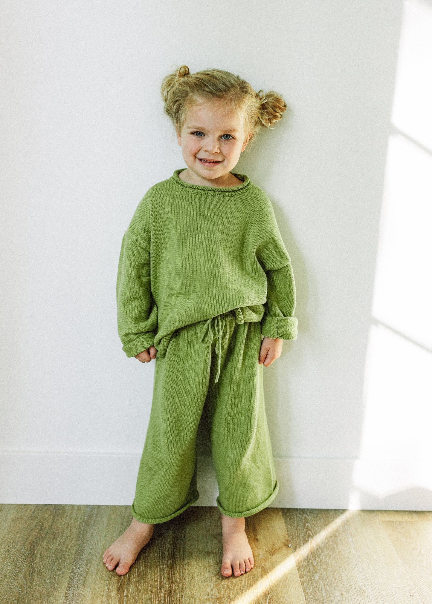 Knitted Cotton Set- Pea Green