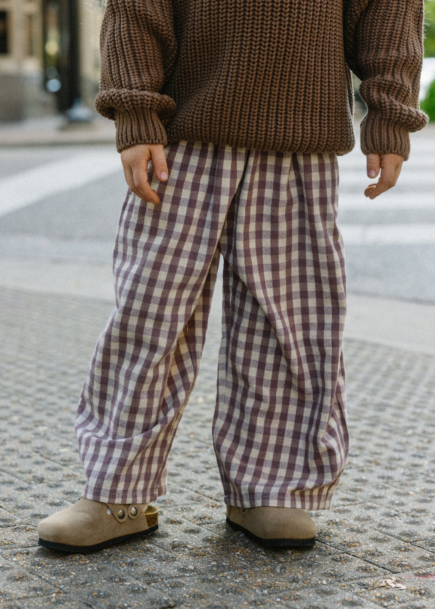 Soft Gingham Pants- Light Purple