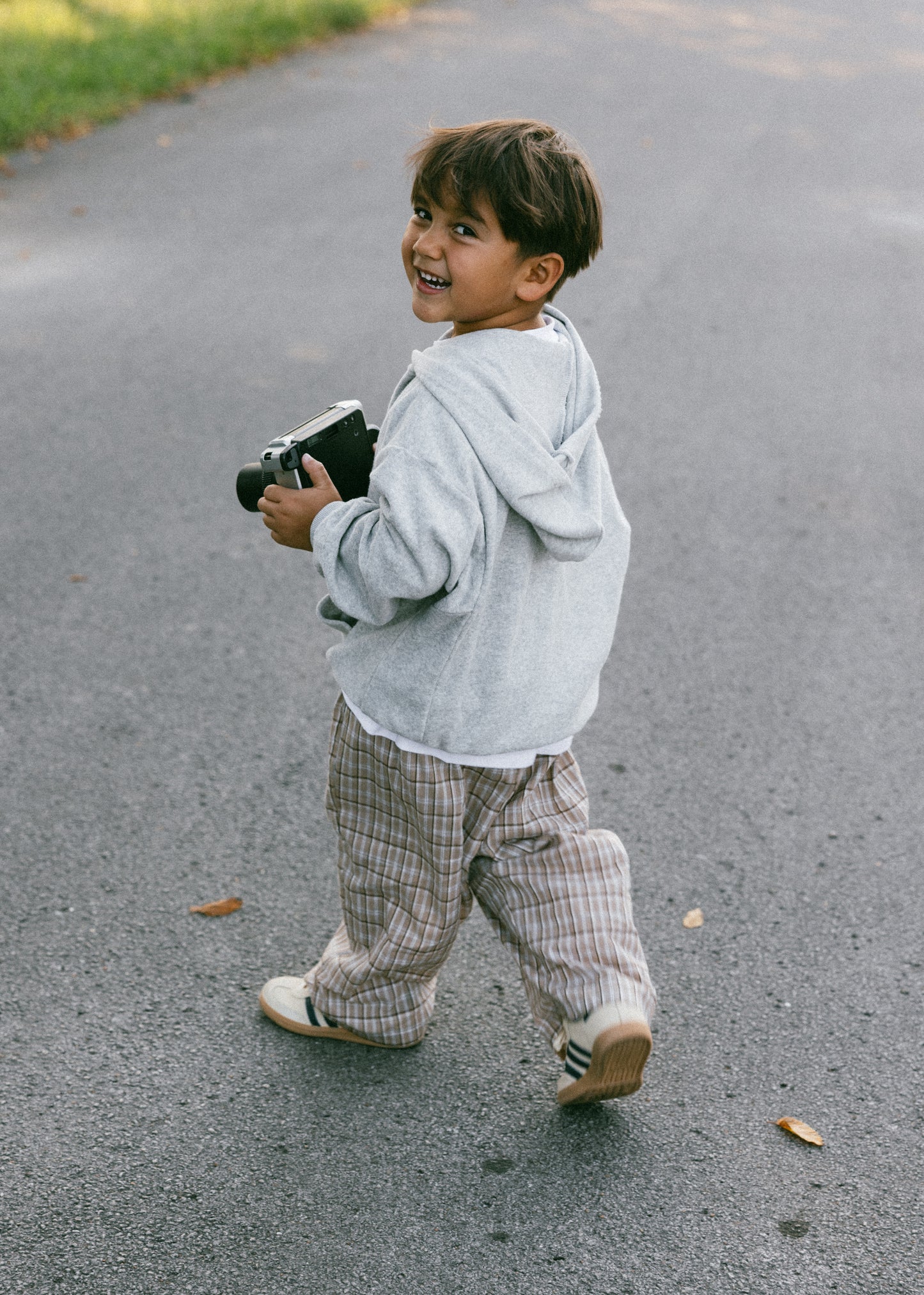 Plaid Cotton Pant- Tan