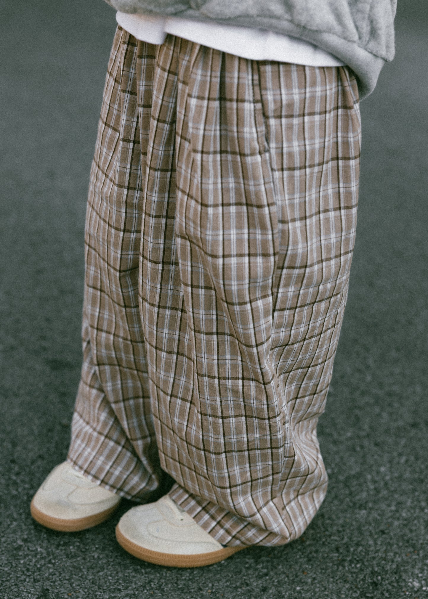 Plaid Cotton Pant- Tan