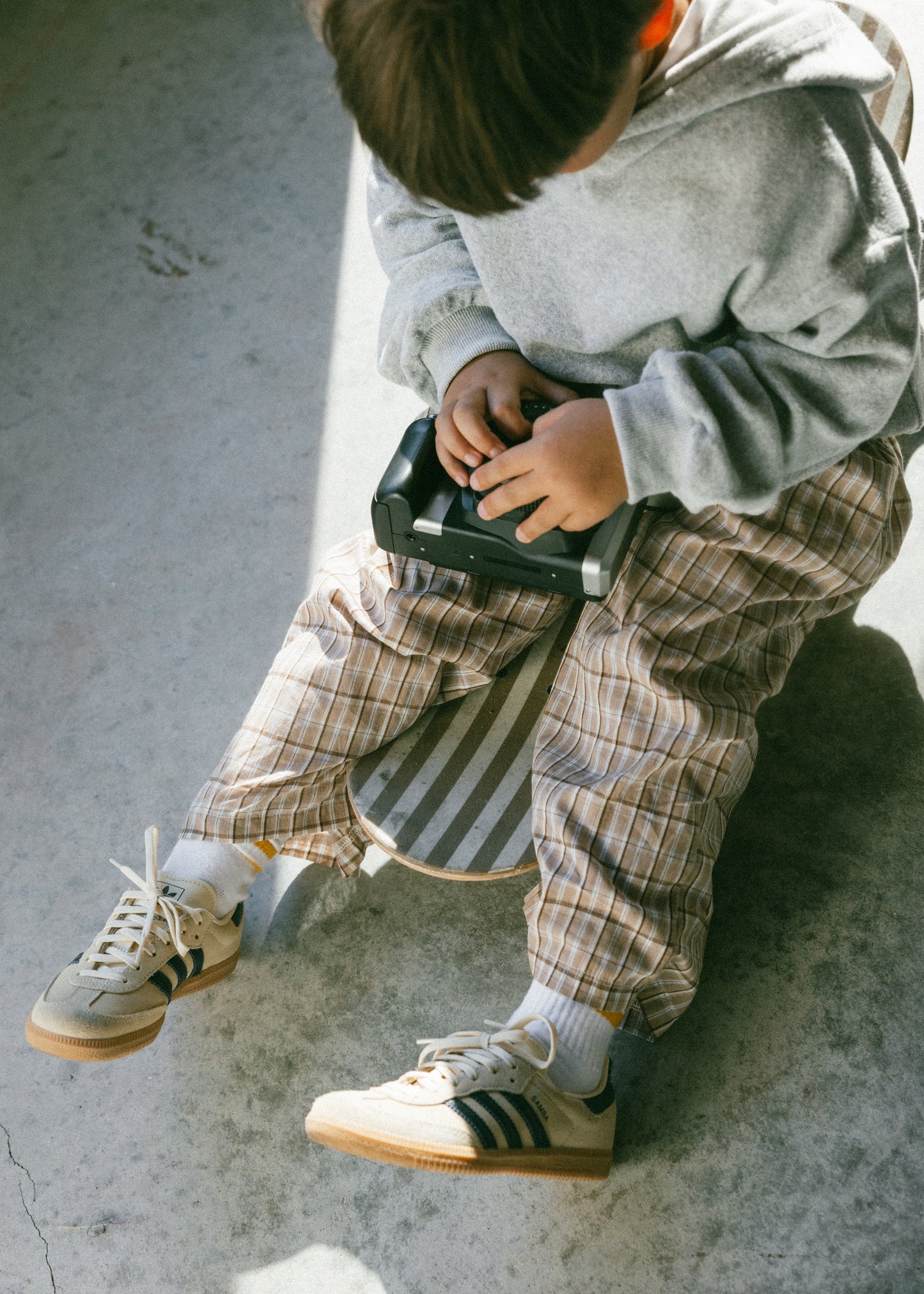 Plaid Cotton Pant- Tan