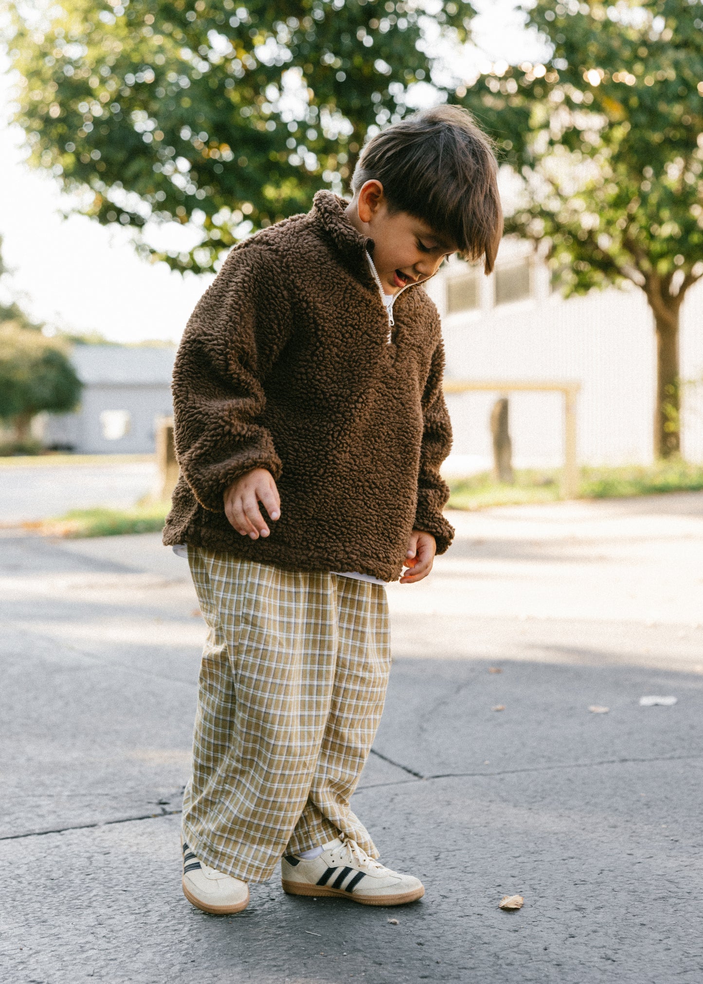 Sherpa Quarter Zip Pullover- Brown