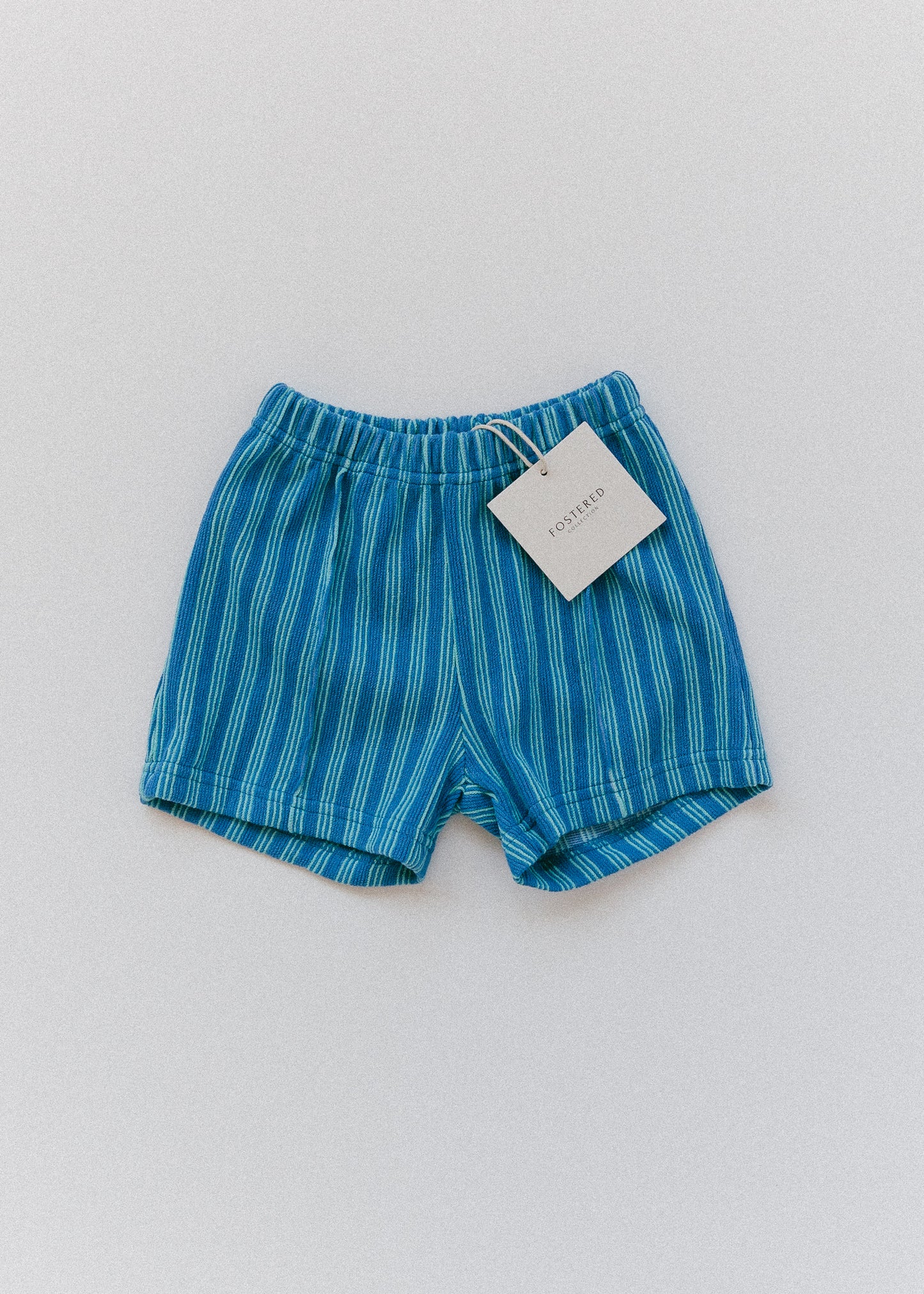 Striped Terry Shorts- Blue