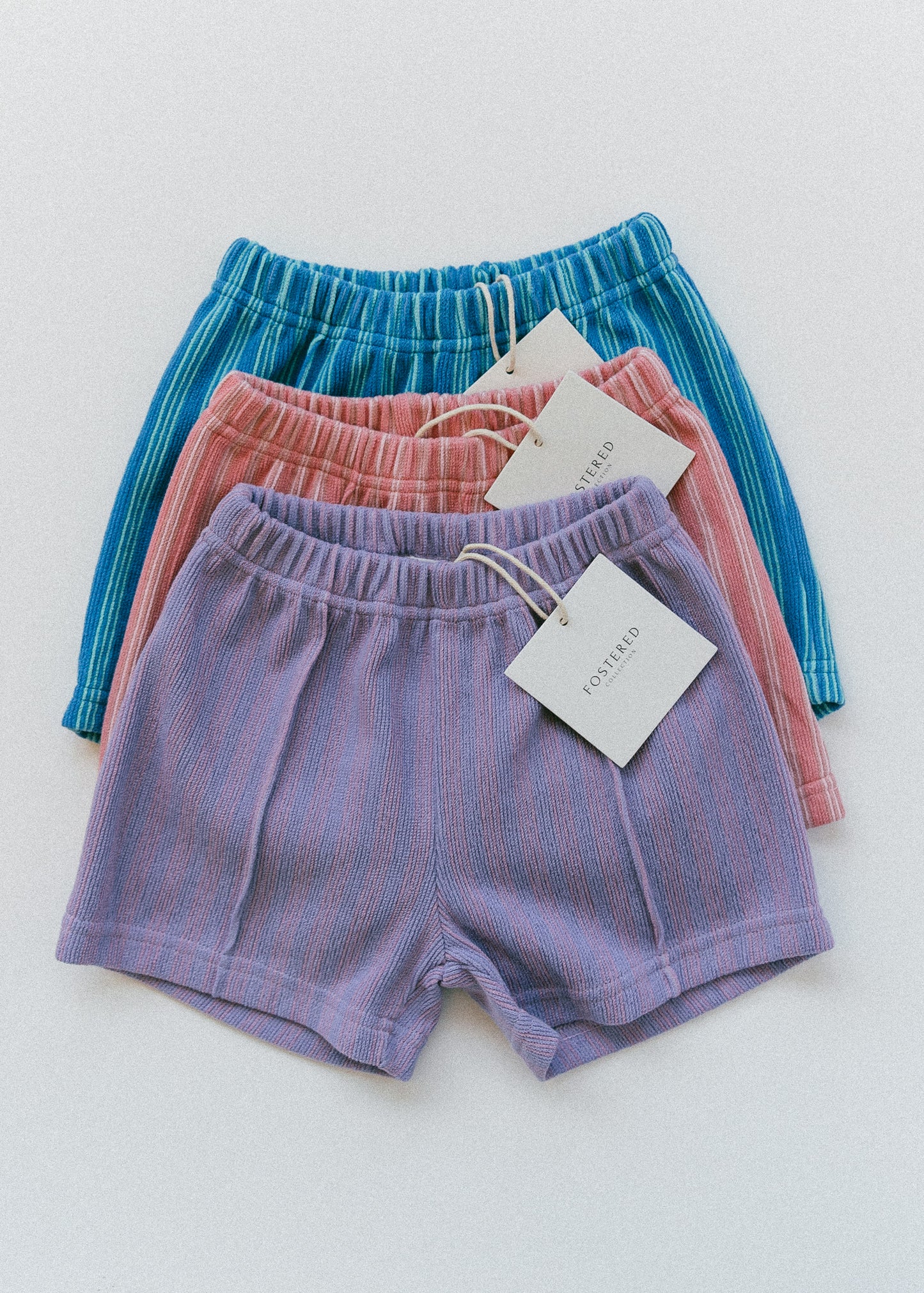 Striped Terry Shorts- Blue