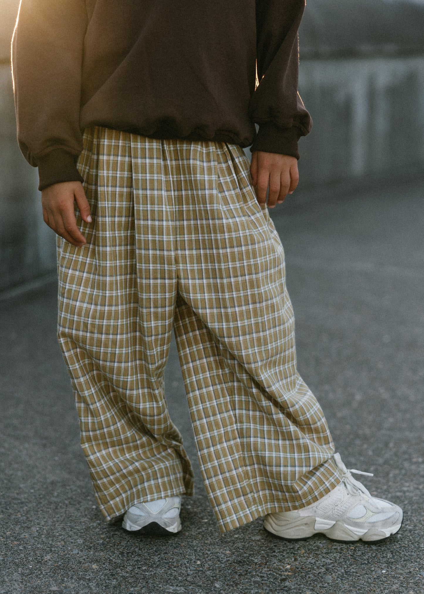 Plaid Cotton Pant- Mustard Yellow
