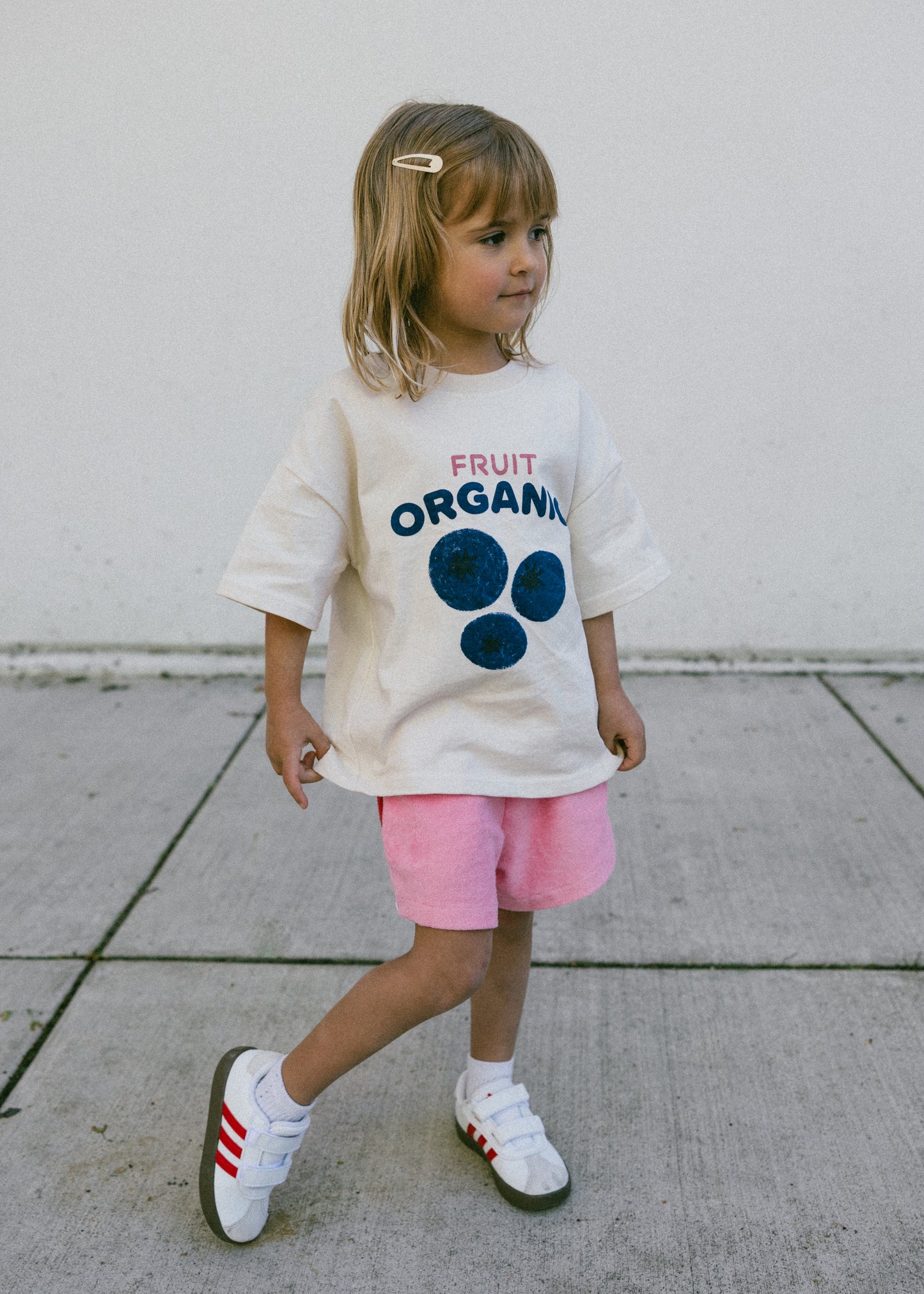 Oversized Graphic Tee- Blueberry Organic- Sand