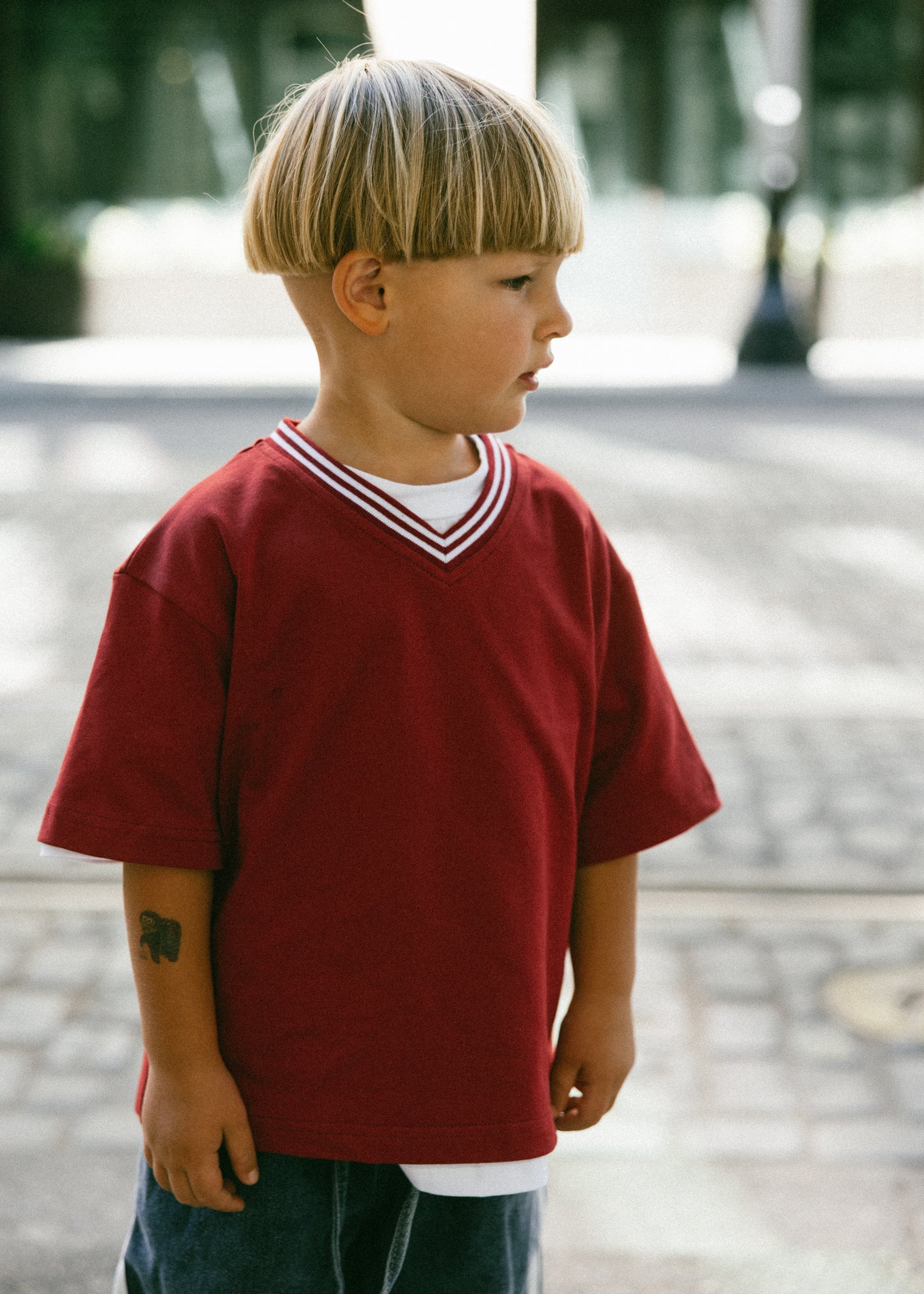 Varsity V-Neck Tee- Maroon