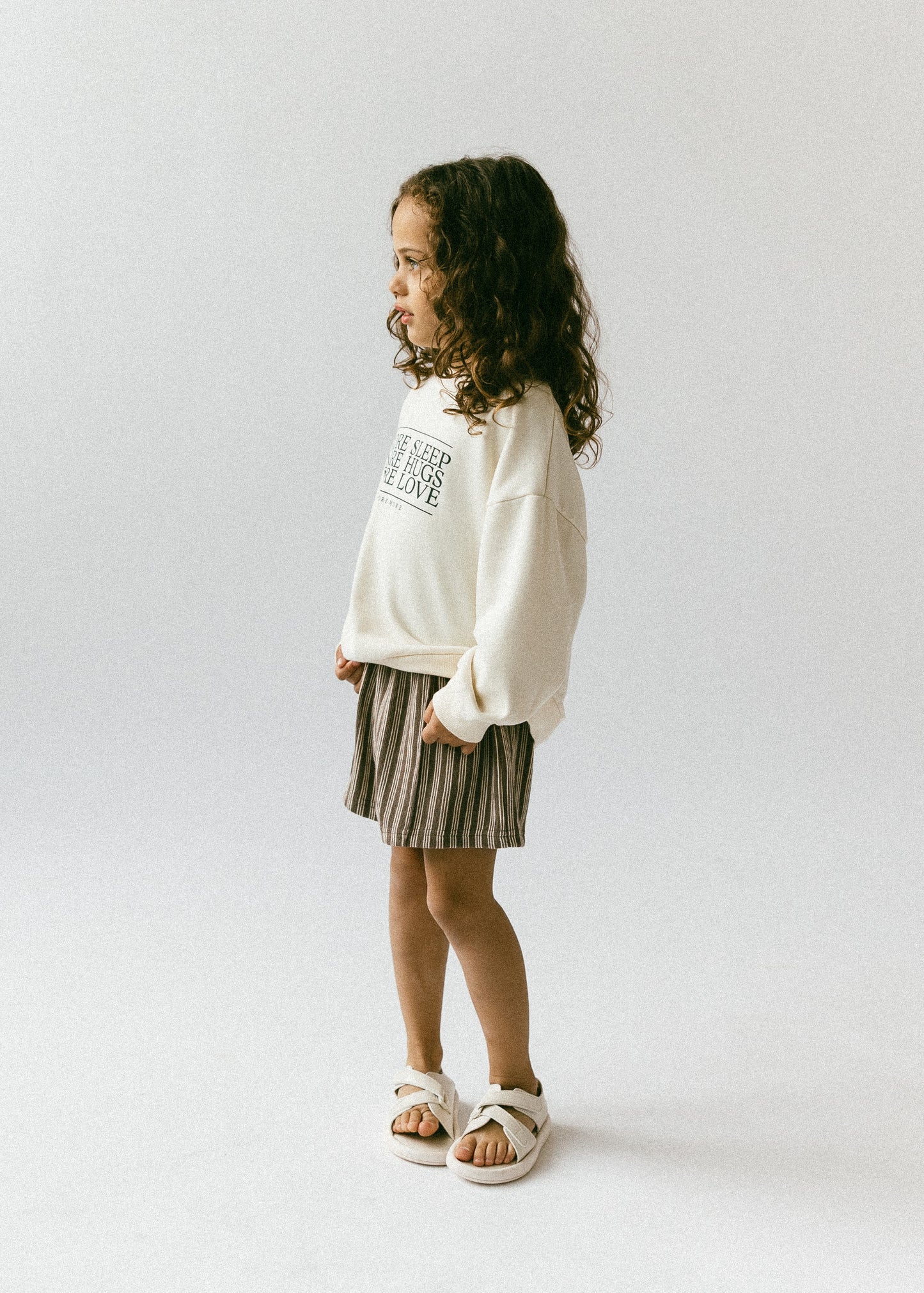 Striped Terry Shorts- Brown