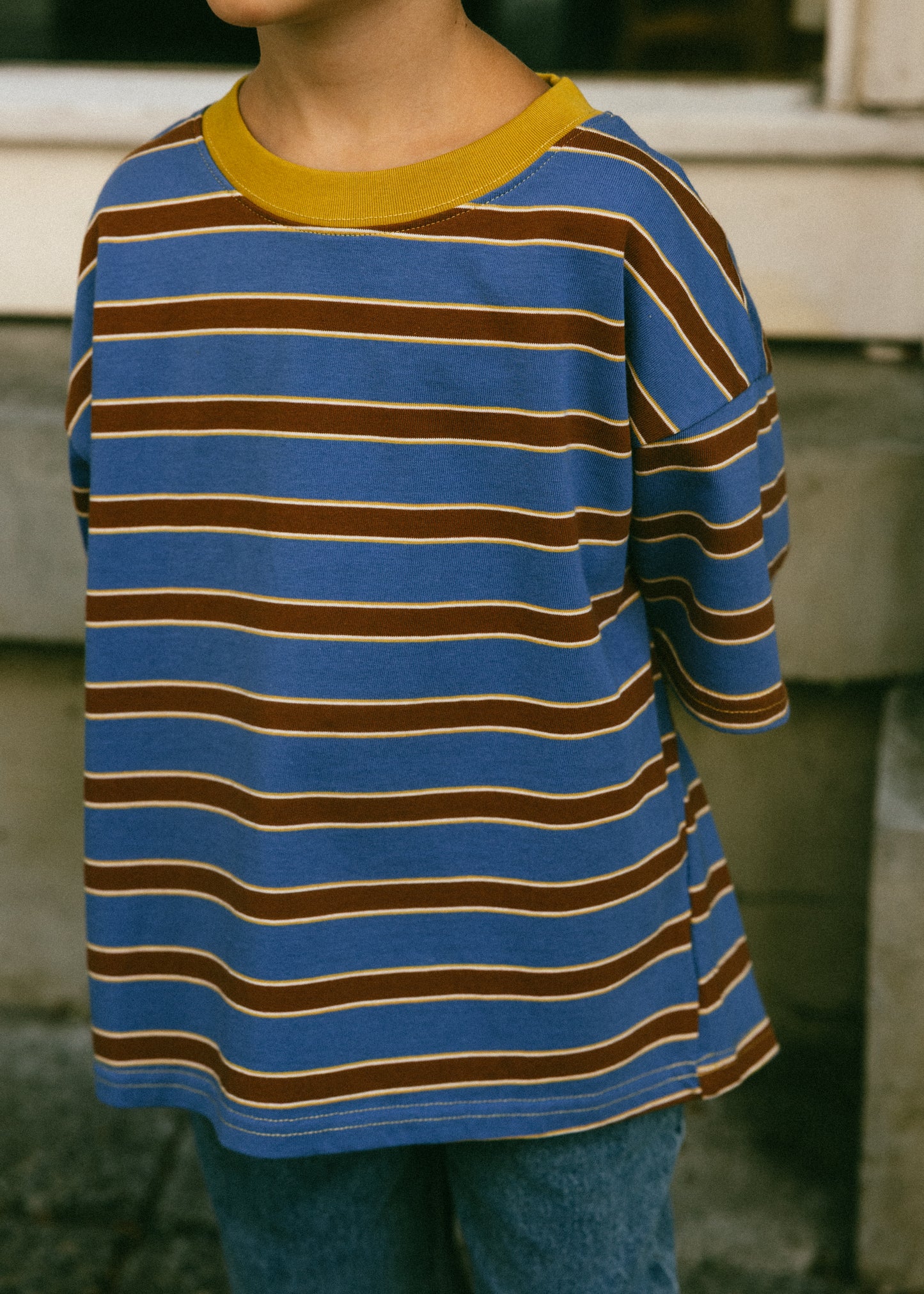 Striped Retro Tee- Blue