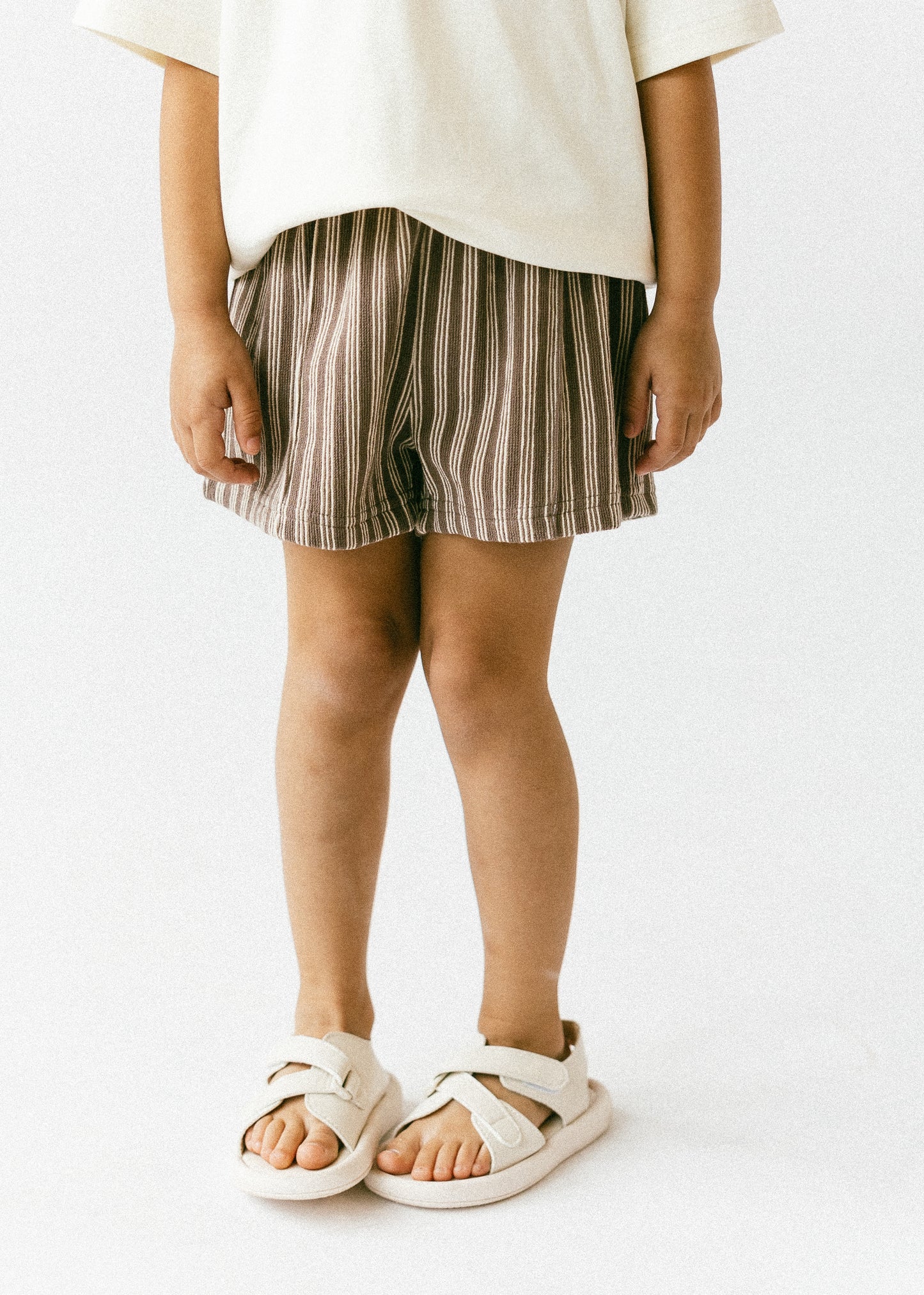 Striped Terry Shorts- Brown