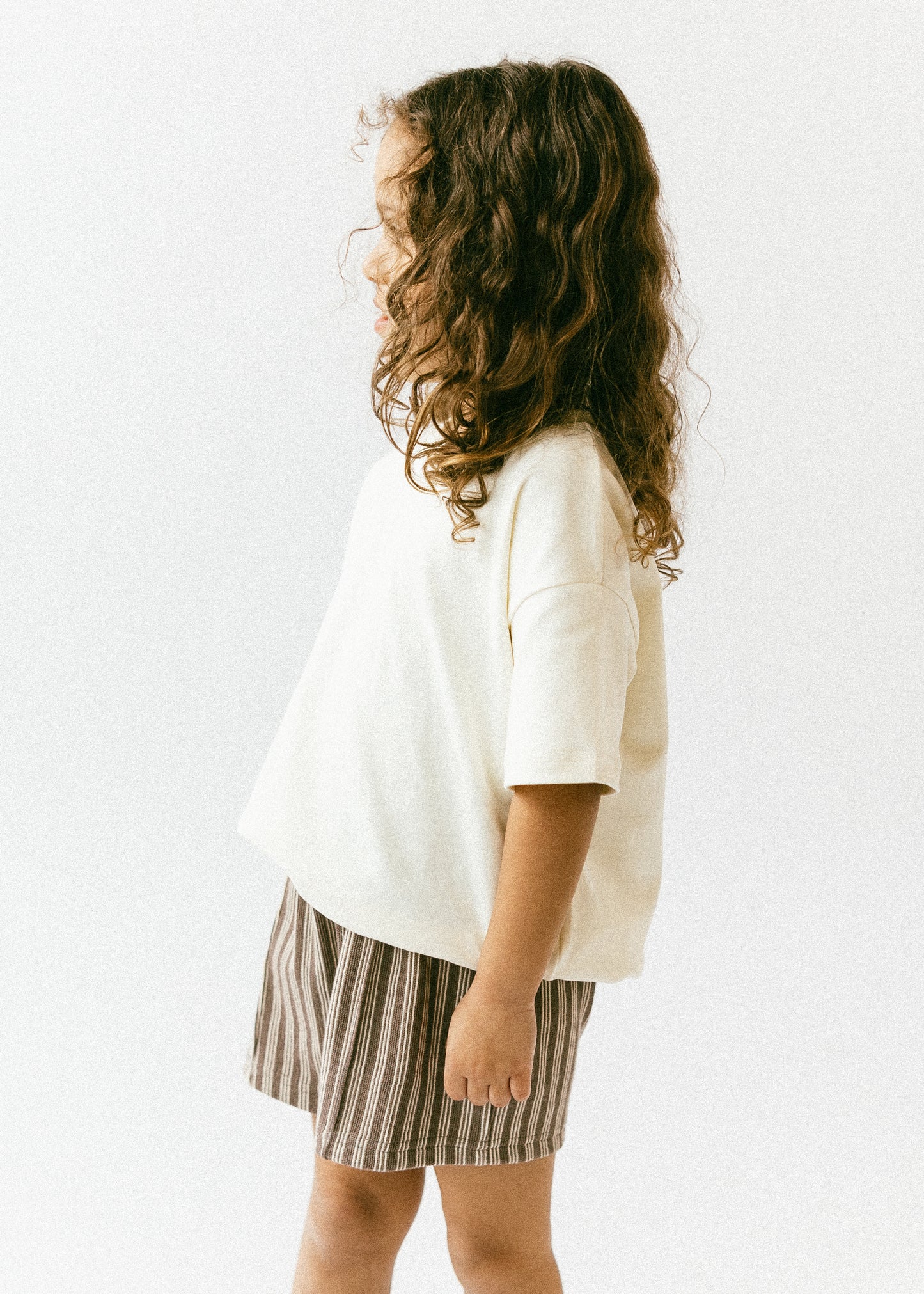 Striped Terry Shorts- Brown