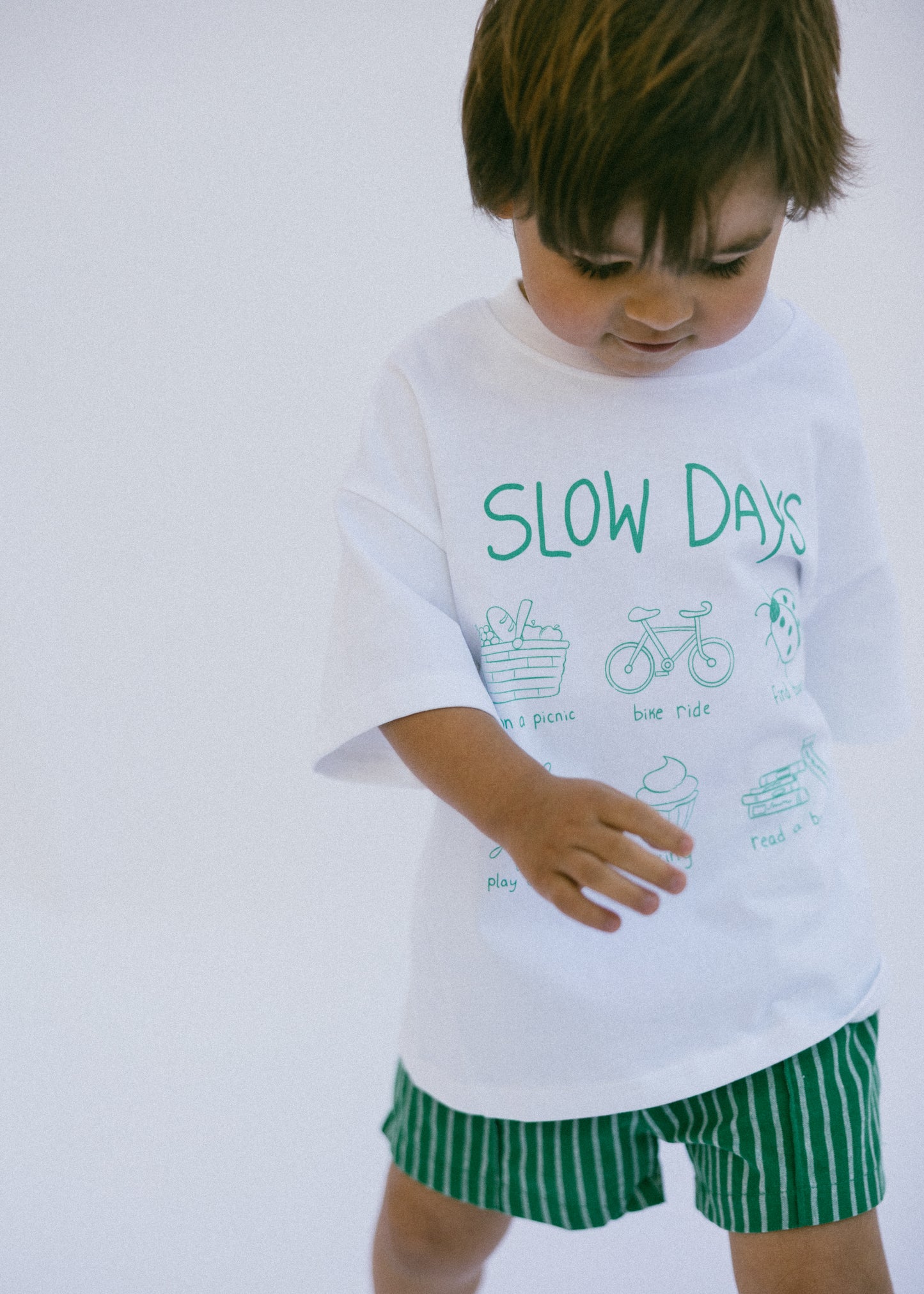 Oversized Graphic Tee- Slow Days- White