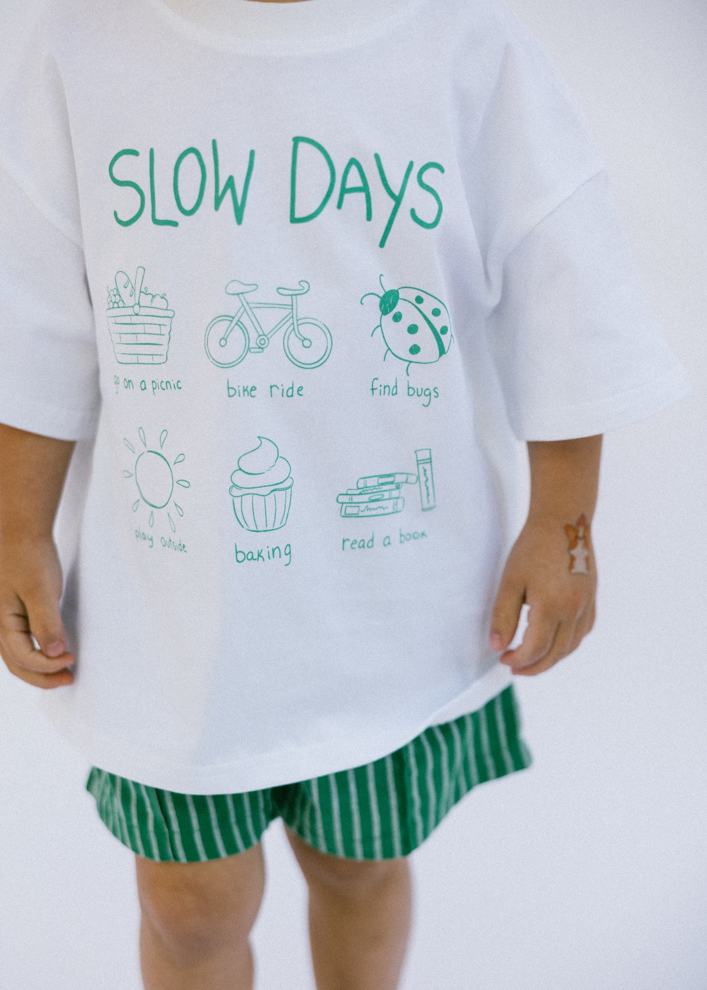 Oversized Graphic Tee- Slow Days- White
