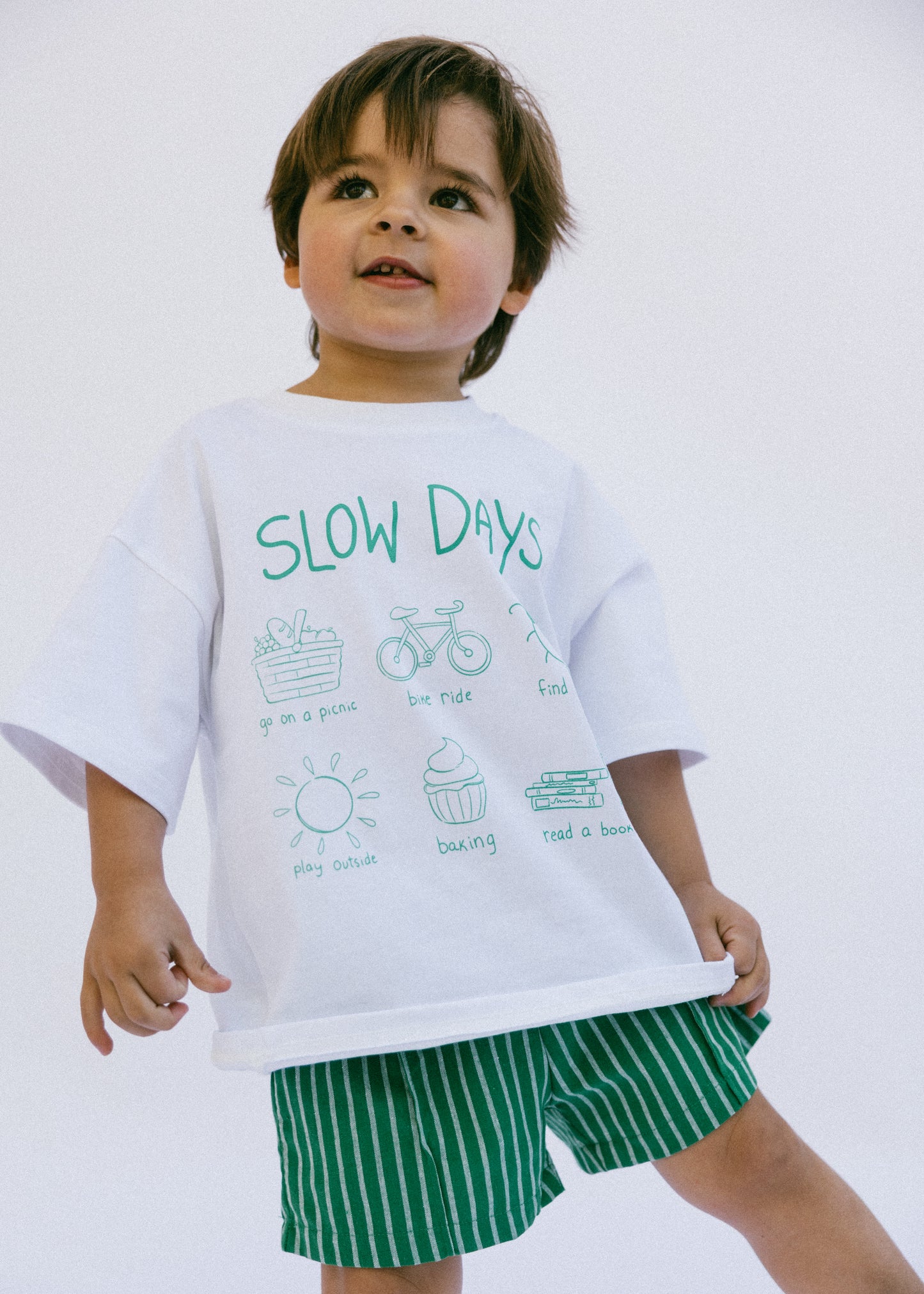 Oversized Graphic Tee- Slow Days- White