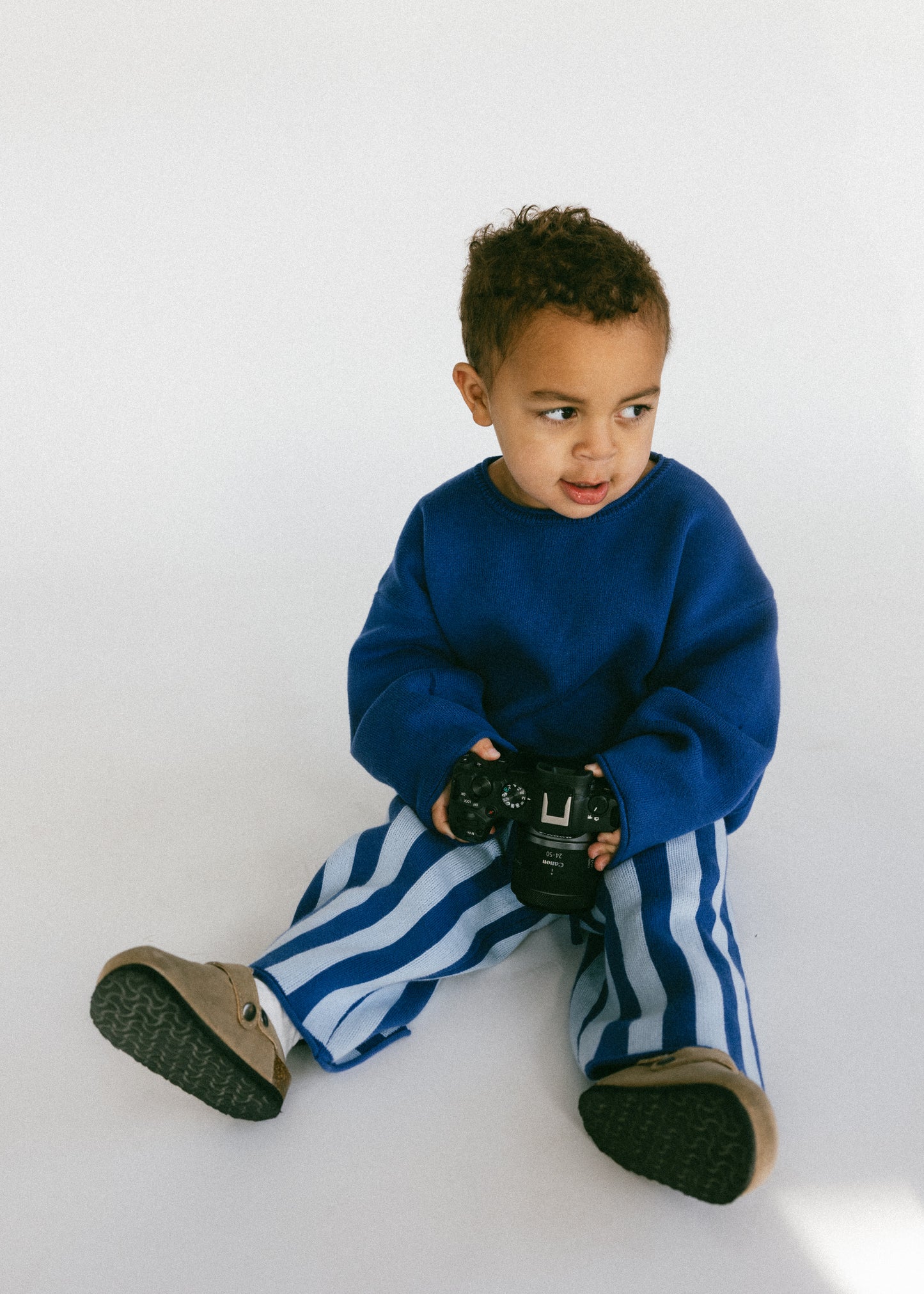 Knitted Striped Pants- Blue