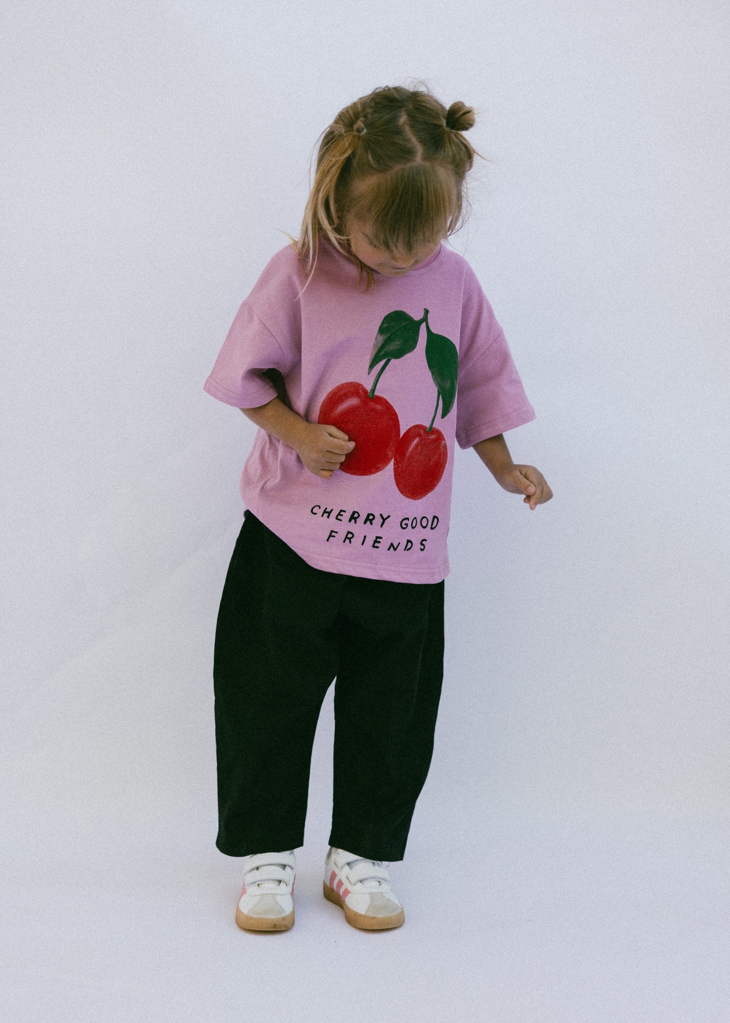 Oversized Graphic Tee- Cherry- Orchid