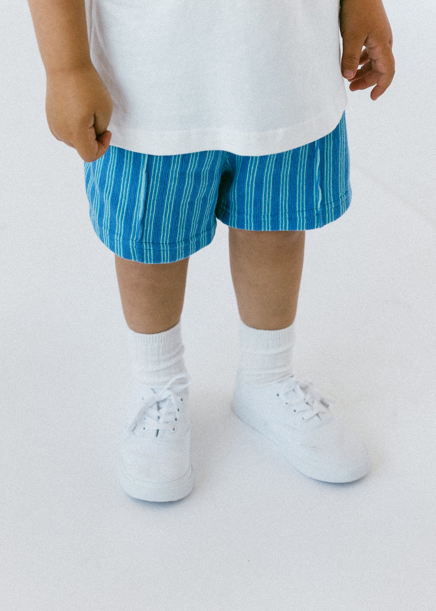 Striped Terry Shorts- Blue