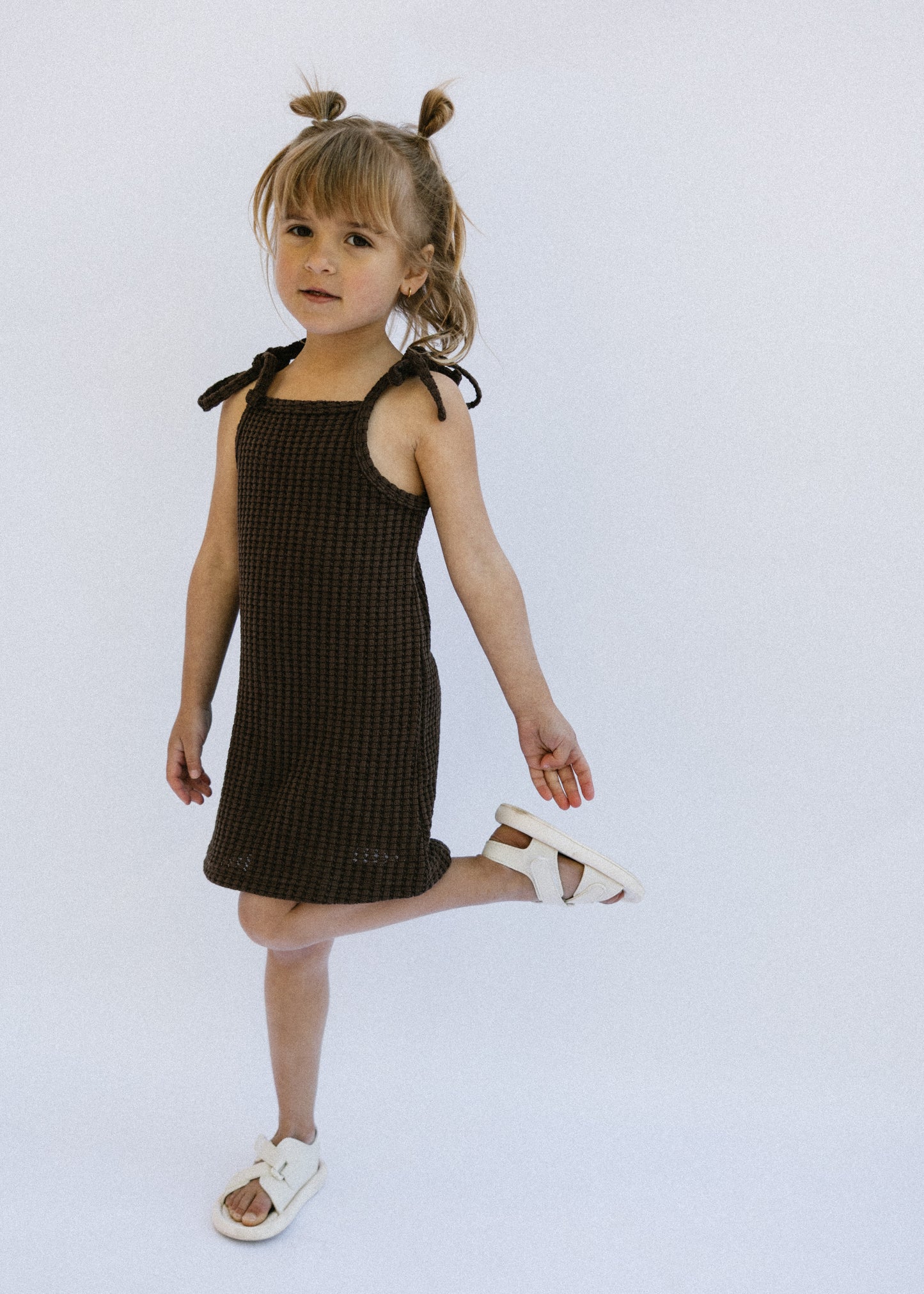 Waffle Tank Dress- Brown