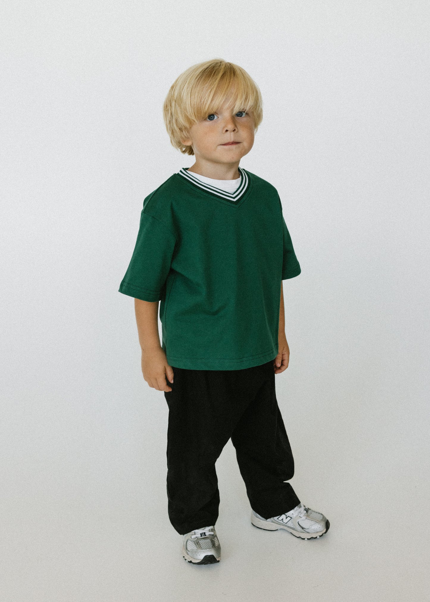 Varsity V-Neck Tee- Evergreen