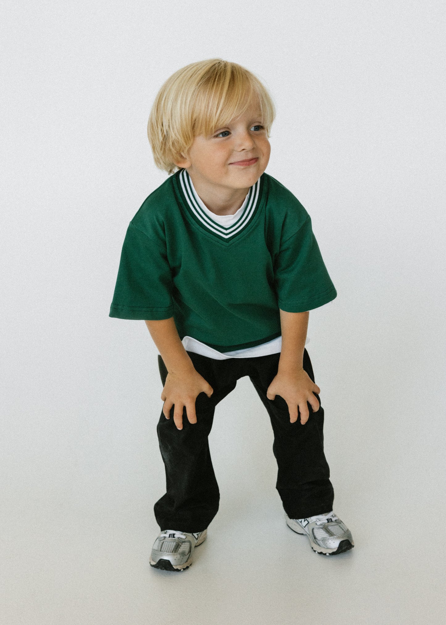 Varsity V-Neck Tee- Evergreen