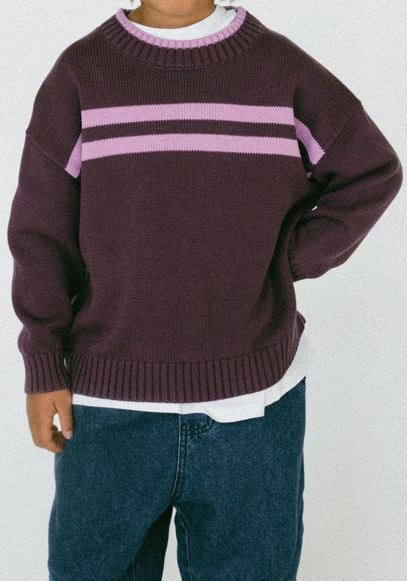 Double Stripe Knit- Plum