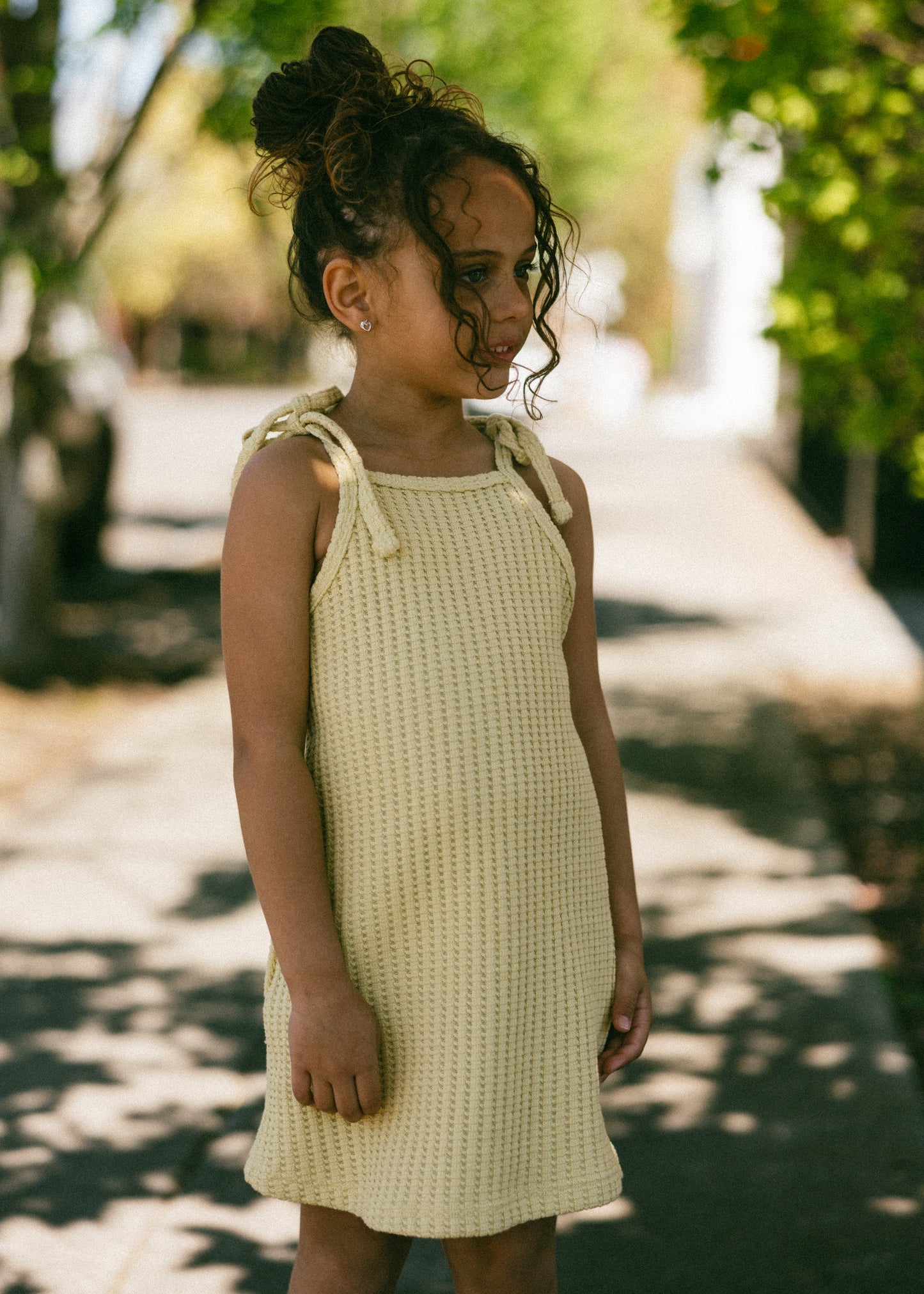 Waffle Tank Dress- Pear