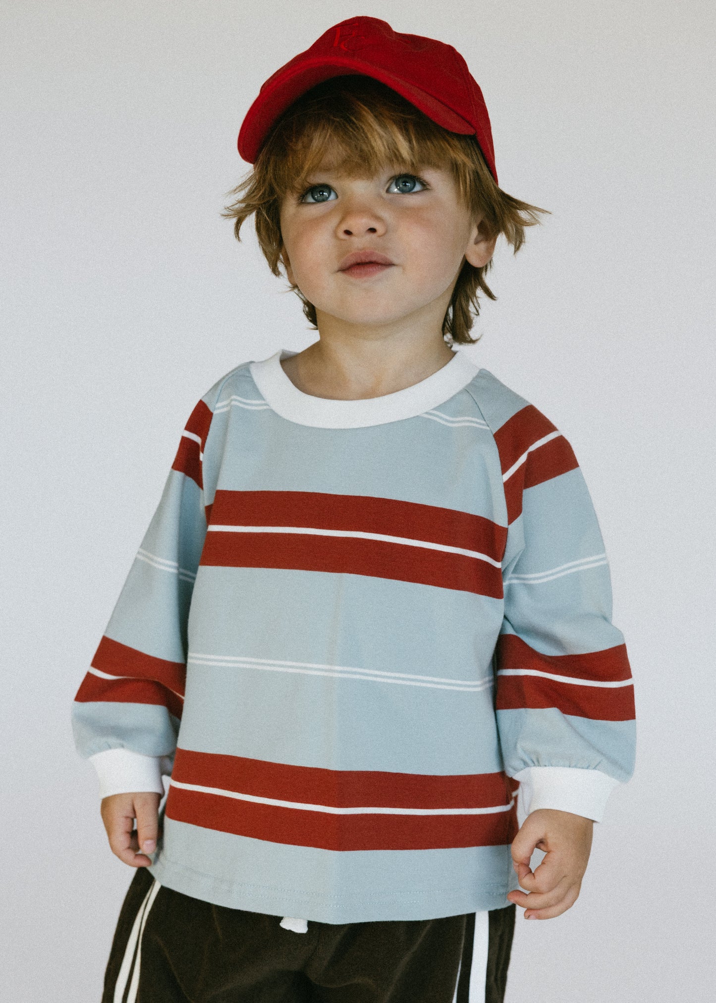 Retro Stripe Long Sleeve- Light Blue