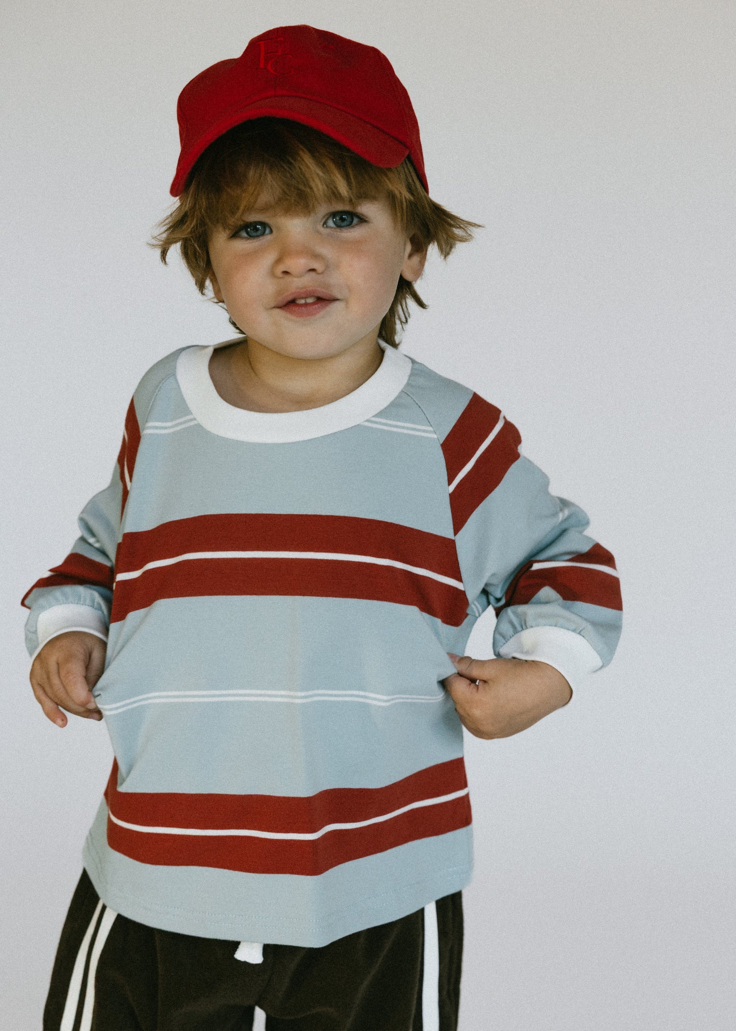 Retro Stripe Long Sleeve- Light Blue
