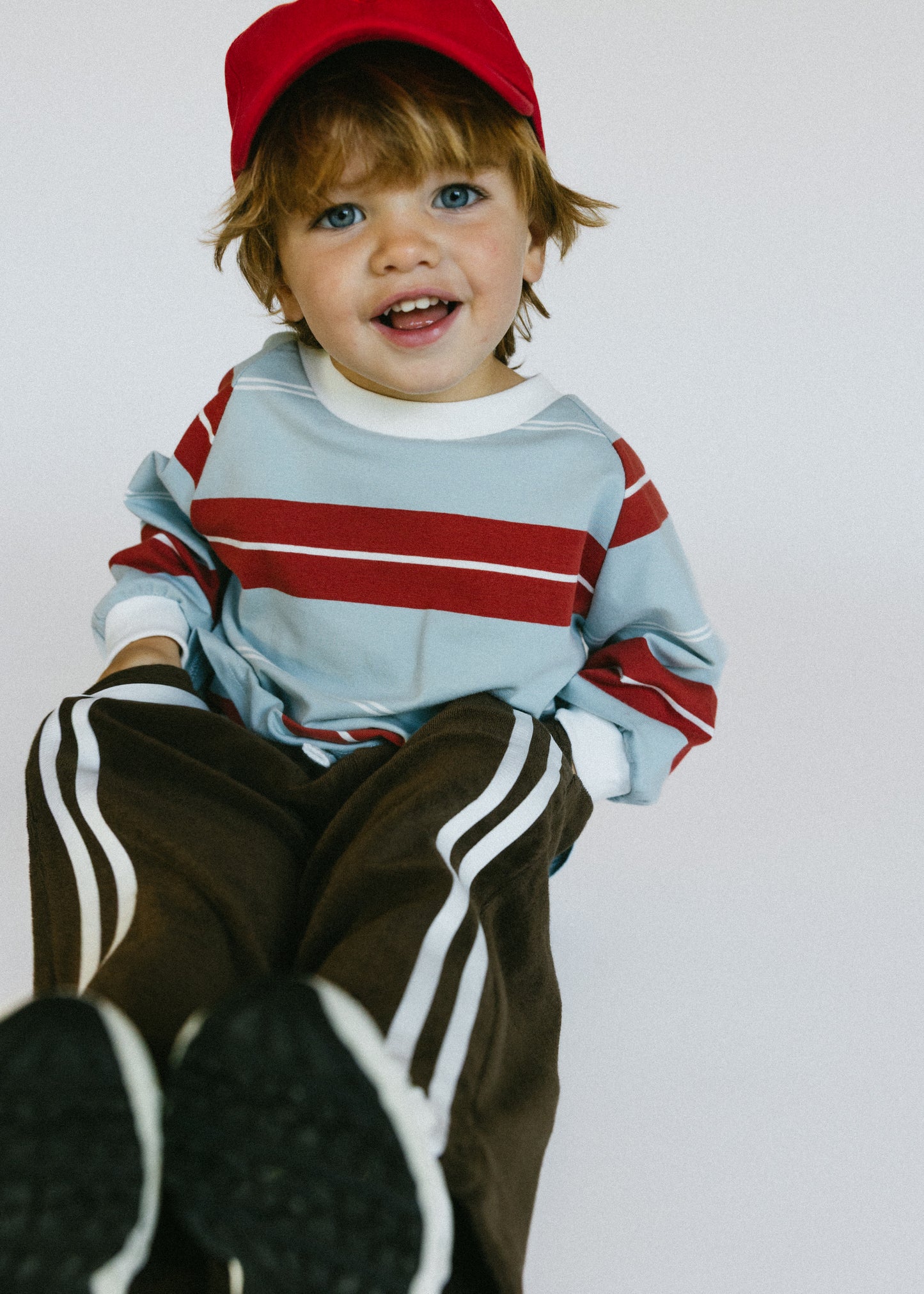 Retro Stripe Long Sleeve- Light Blue