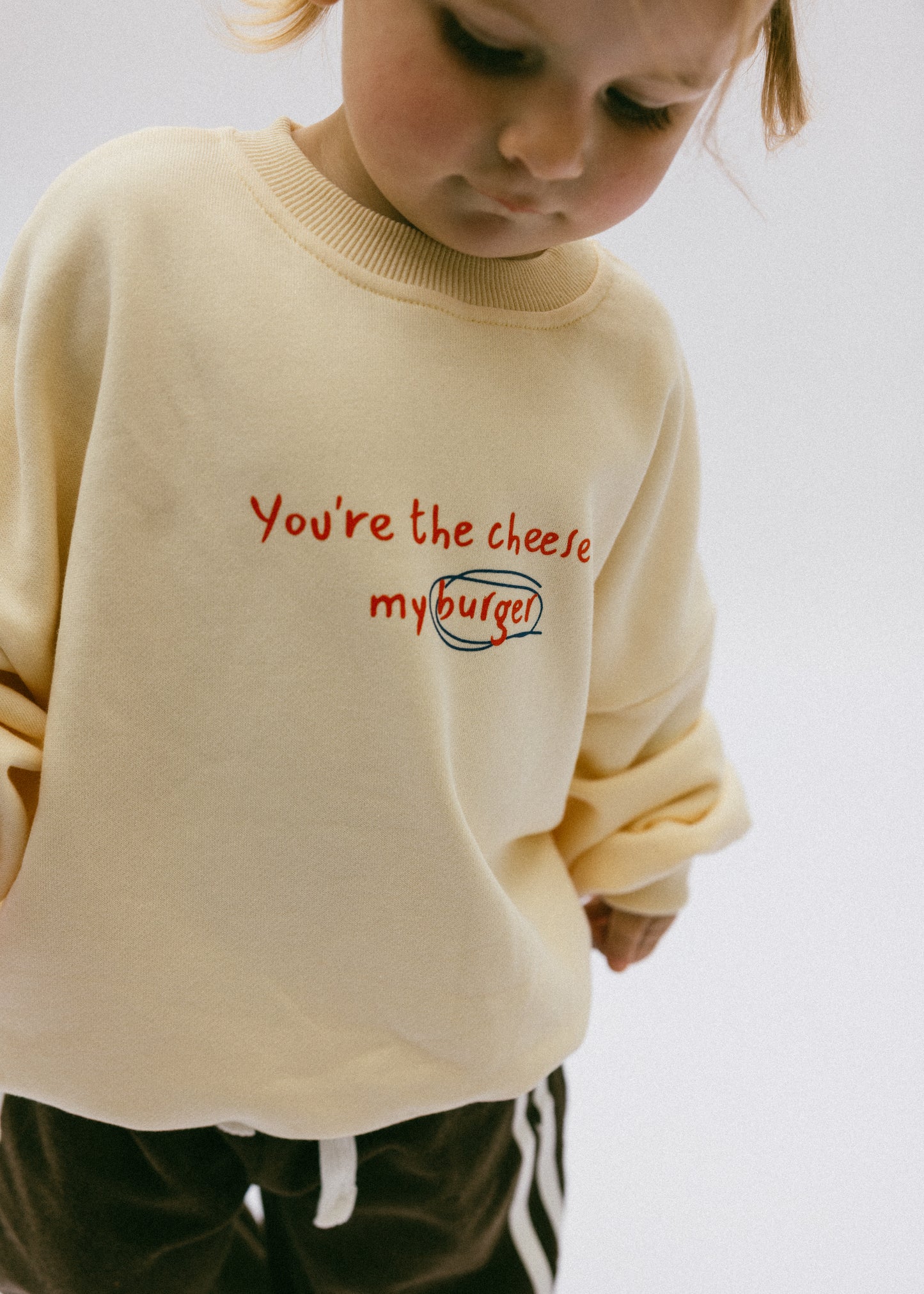 Graphic Crewneck- Burger- Butter Yellow