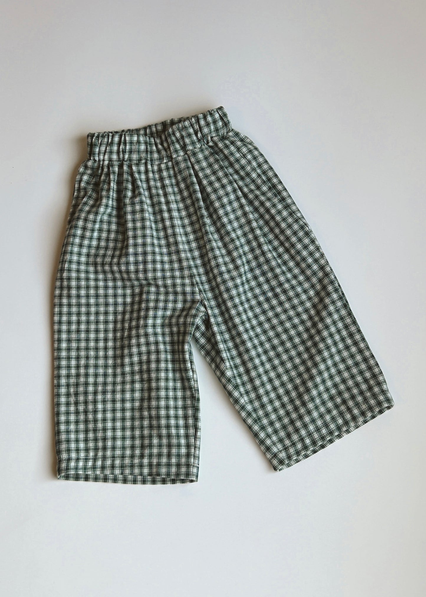 Lightweight Check Plaid Pants- Dark Green