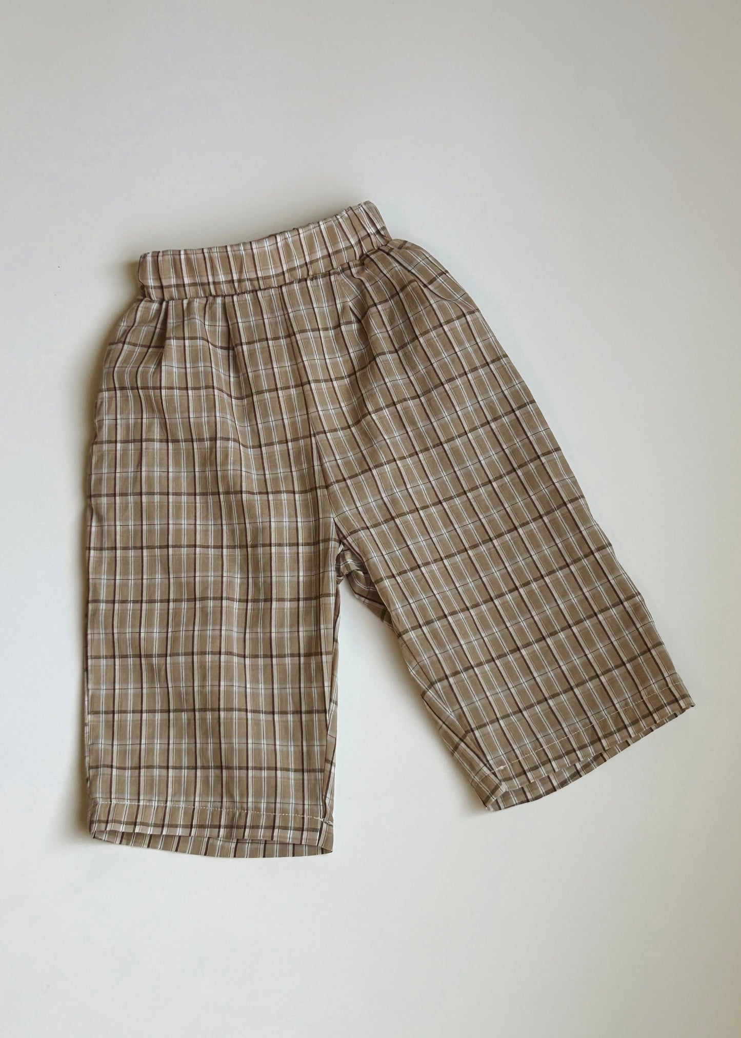 Plaid Cotton Pant- Tan
