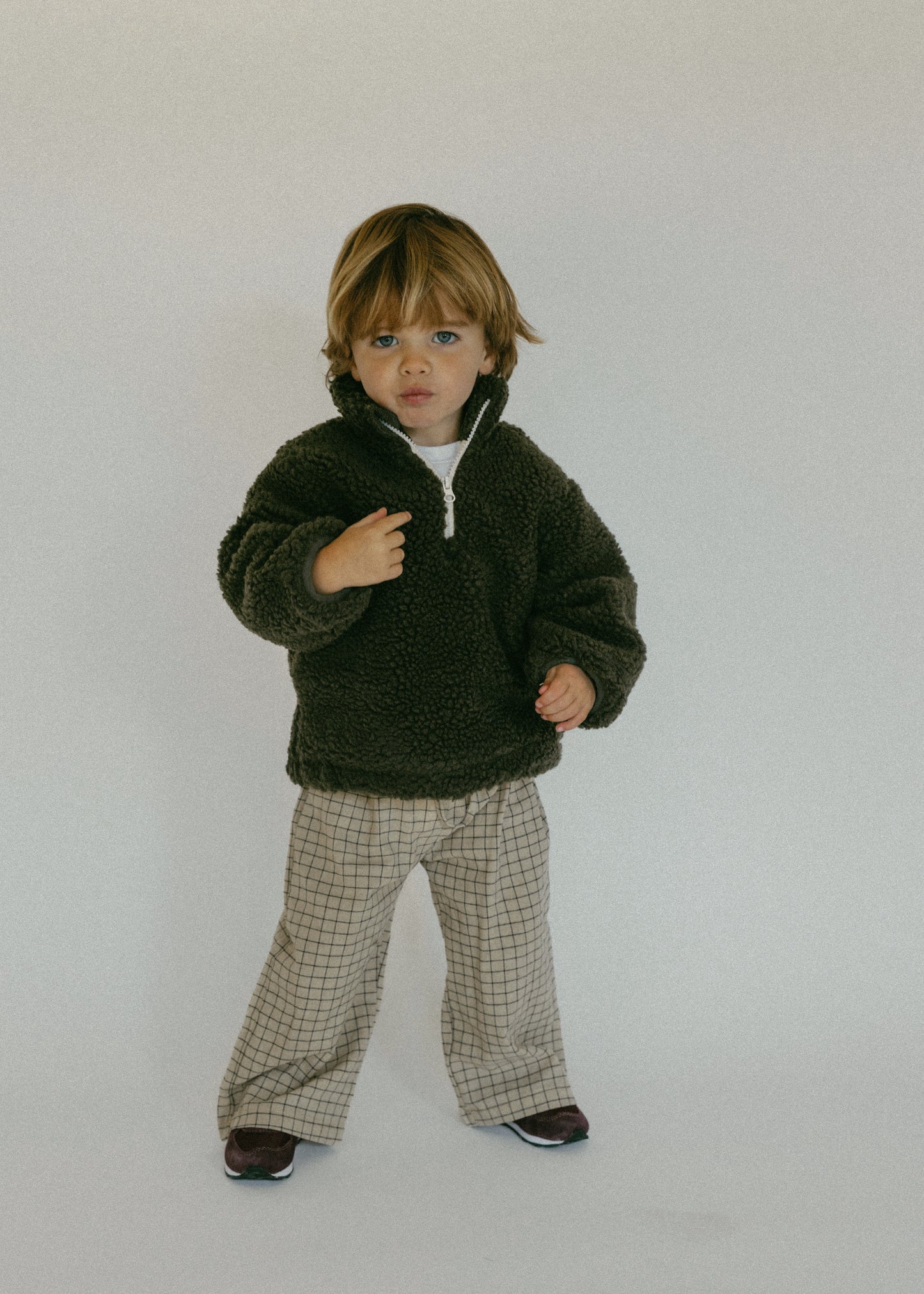 Sherpa Quarter Zip Pullover- Olive