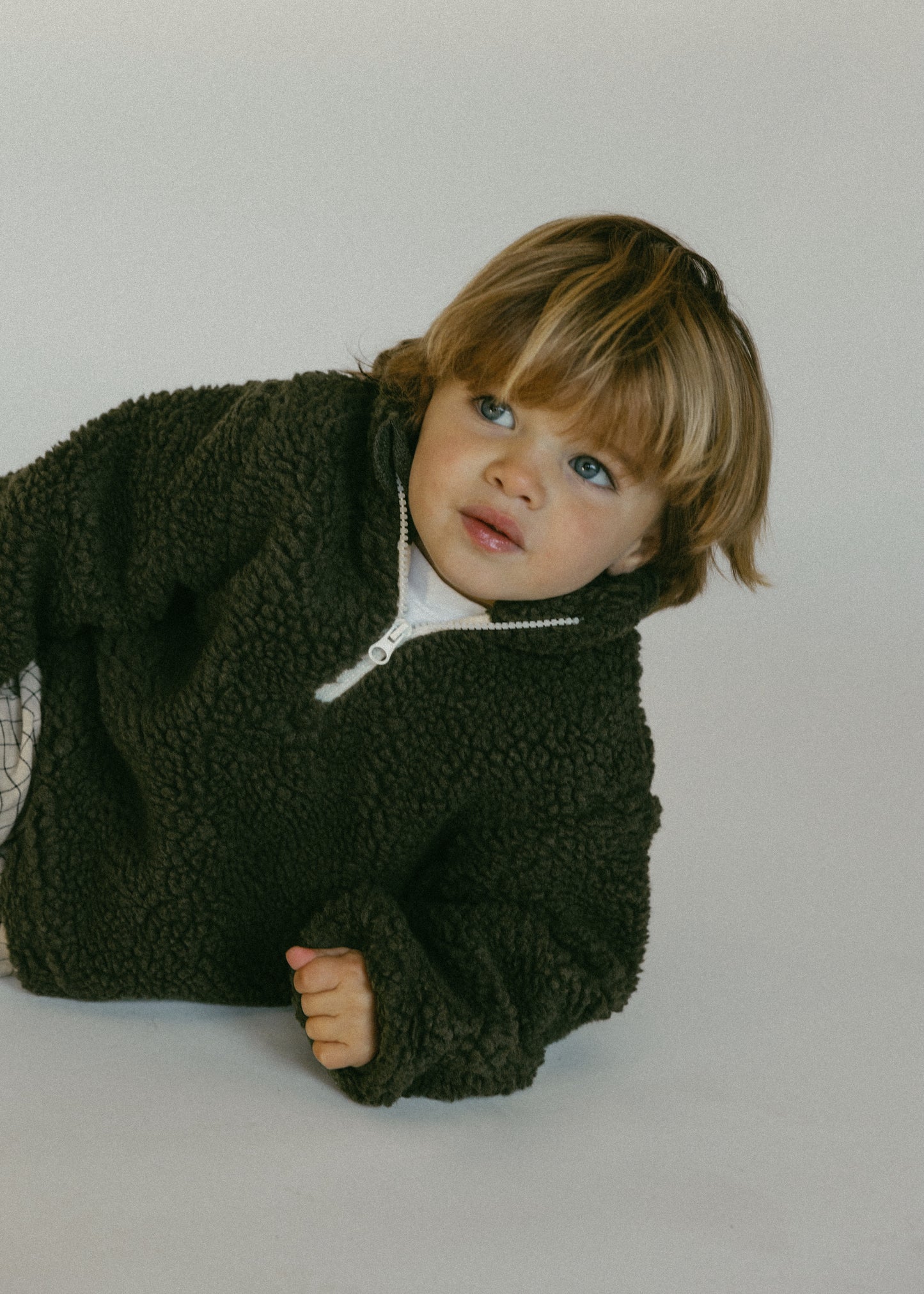 Sherpa Quarter Zip Pullover- Olive