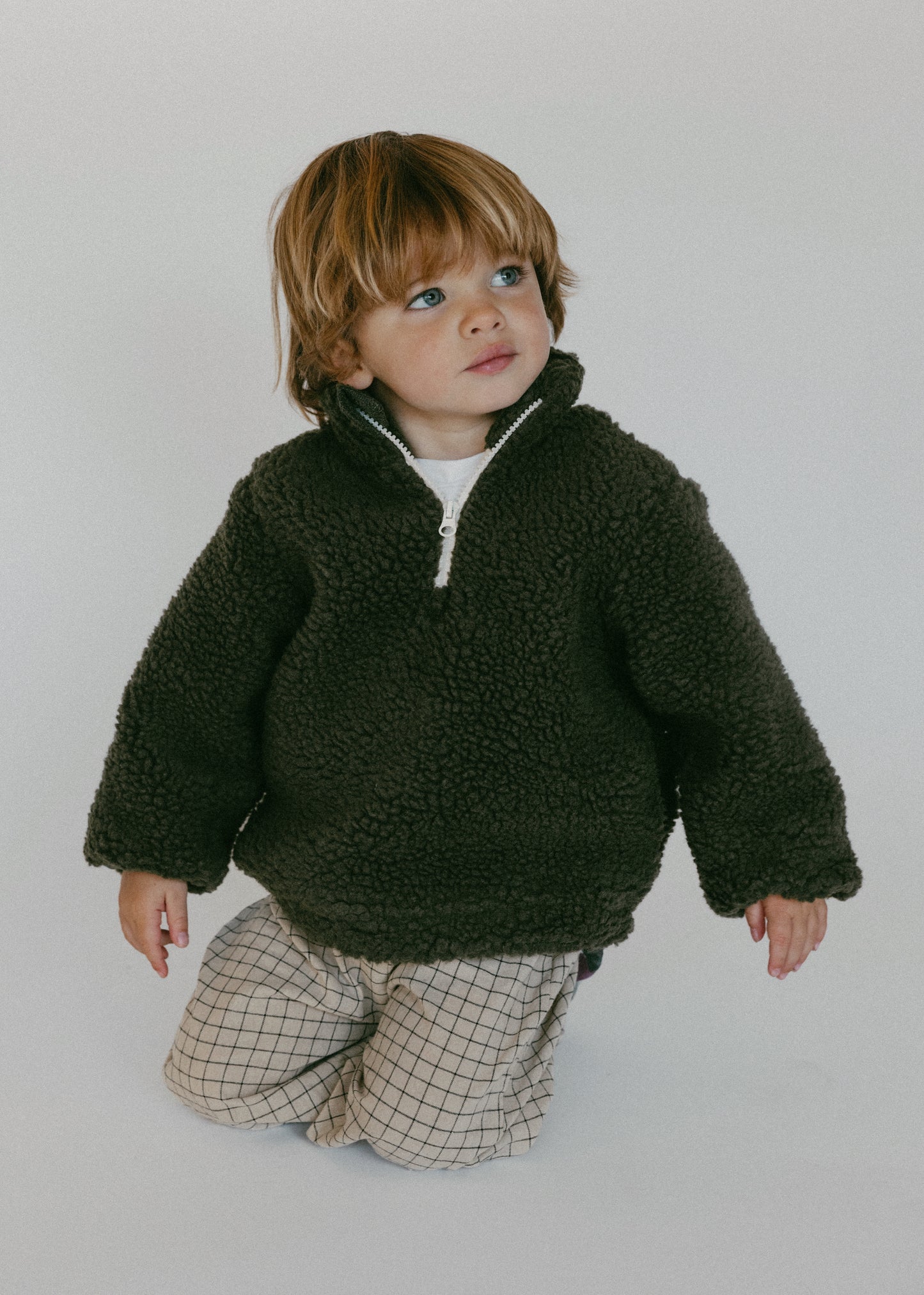 Sherpa Quarter Zip Pullover- Olive