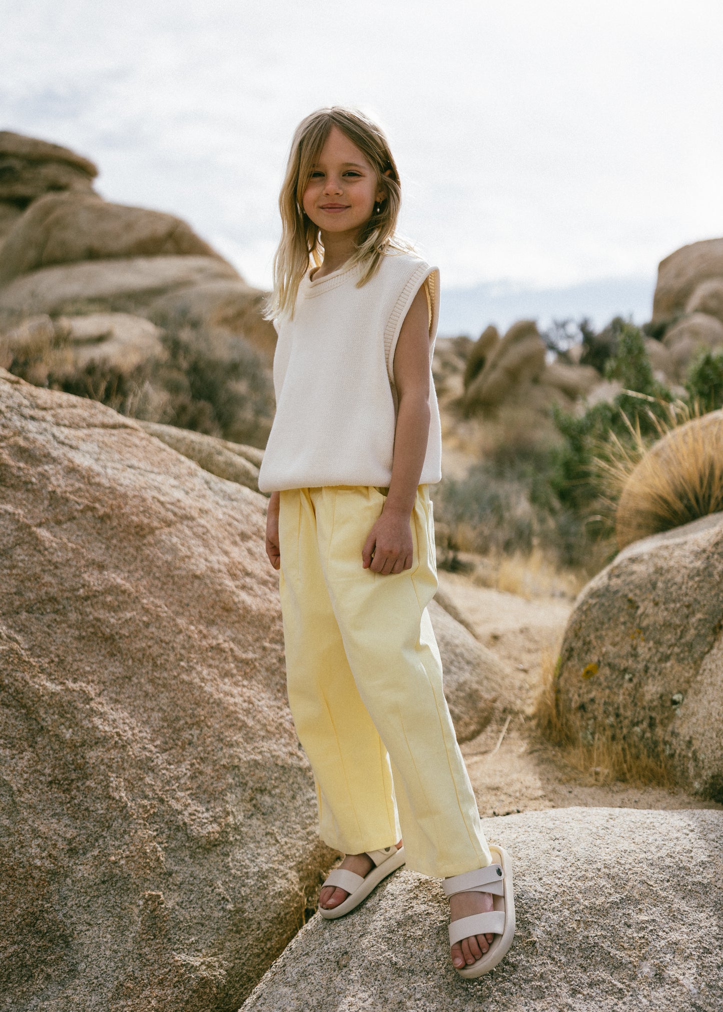 Pleated Twill Pants- Butter