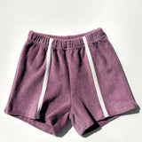 Single Stripe Terry Shorts- Mulberry