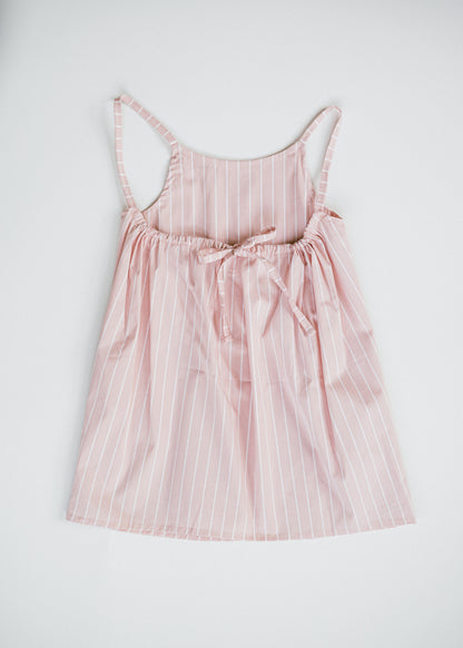 Tie Back Dress- Striped Pink