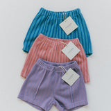 Striped Terry Shorts- Pink