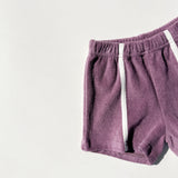 Single Stripe Terry Shorts- Mulberry