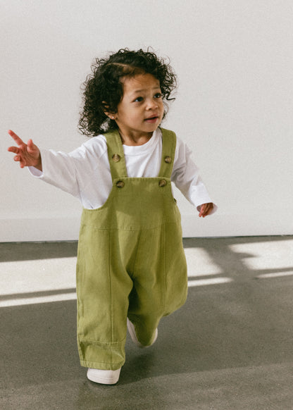 Oversized Overalls- Pea Green