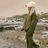 Knitted Cotton Pants- Olive