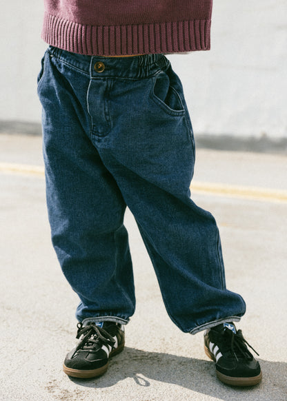 Tapered Balloon Jeans- Dark Wash
