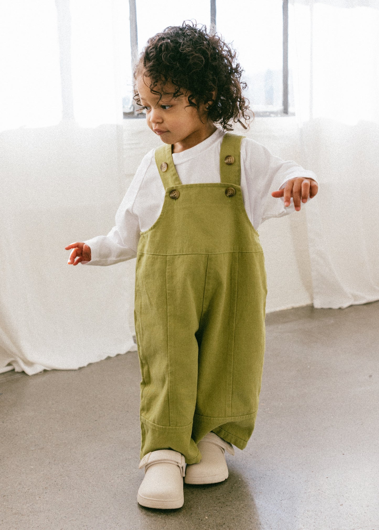 Oversized Overalls- Pea Green