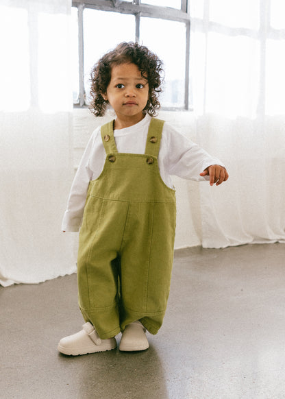 Oversized Overalls- Pea Green