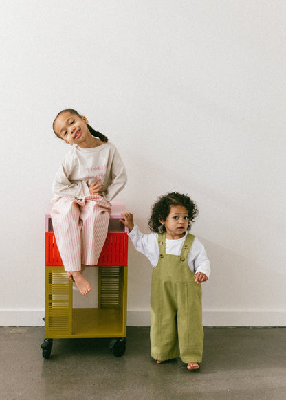 Oversized Overalls- Pea Green